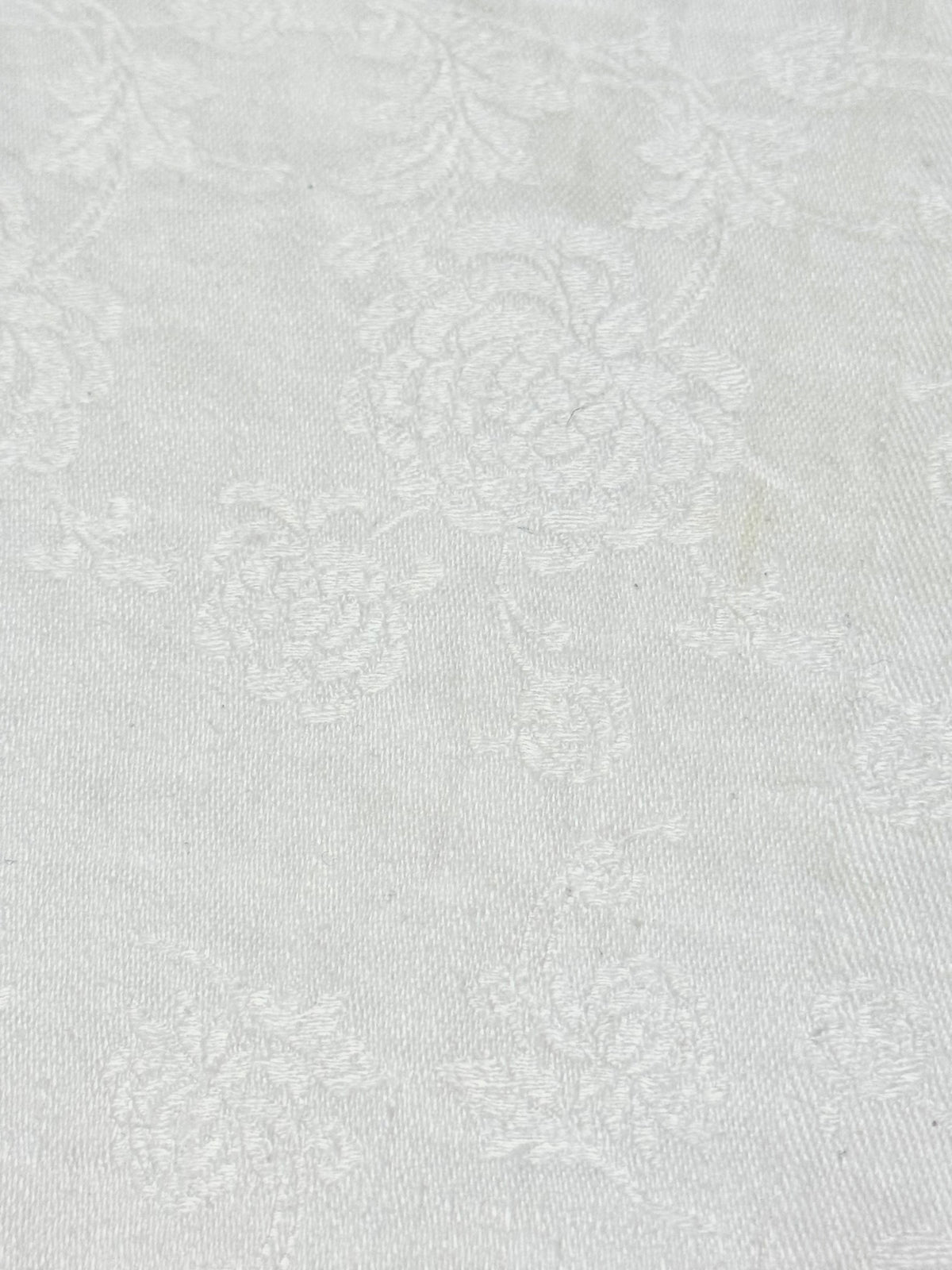 Vintage White Linen Rose Damask Napkins Set of 8