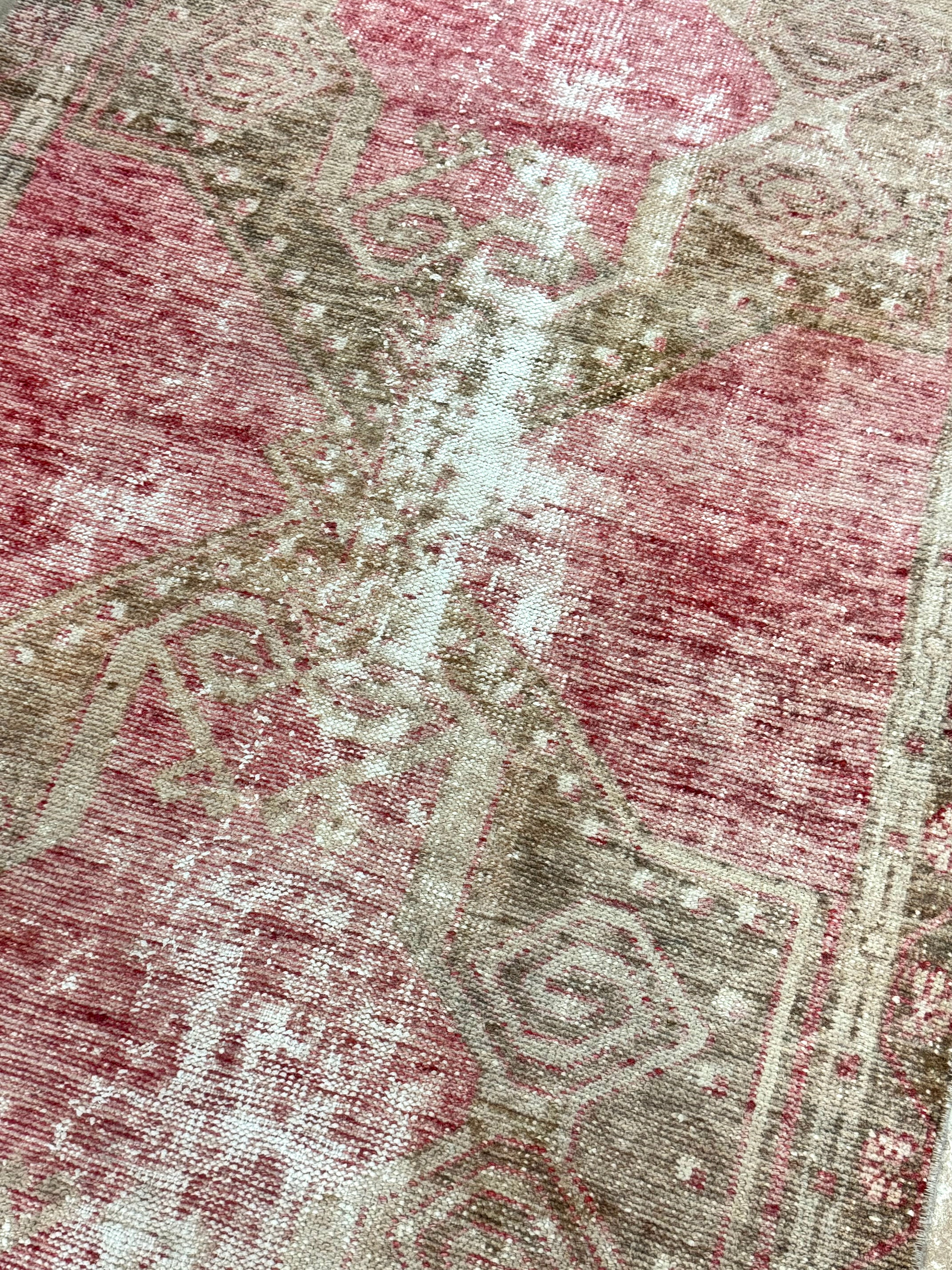 Turkish Oushak Hand-woven Distressed 10'-5" x 3'-6" Runner