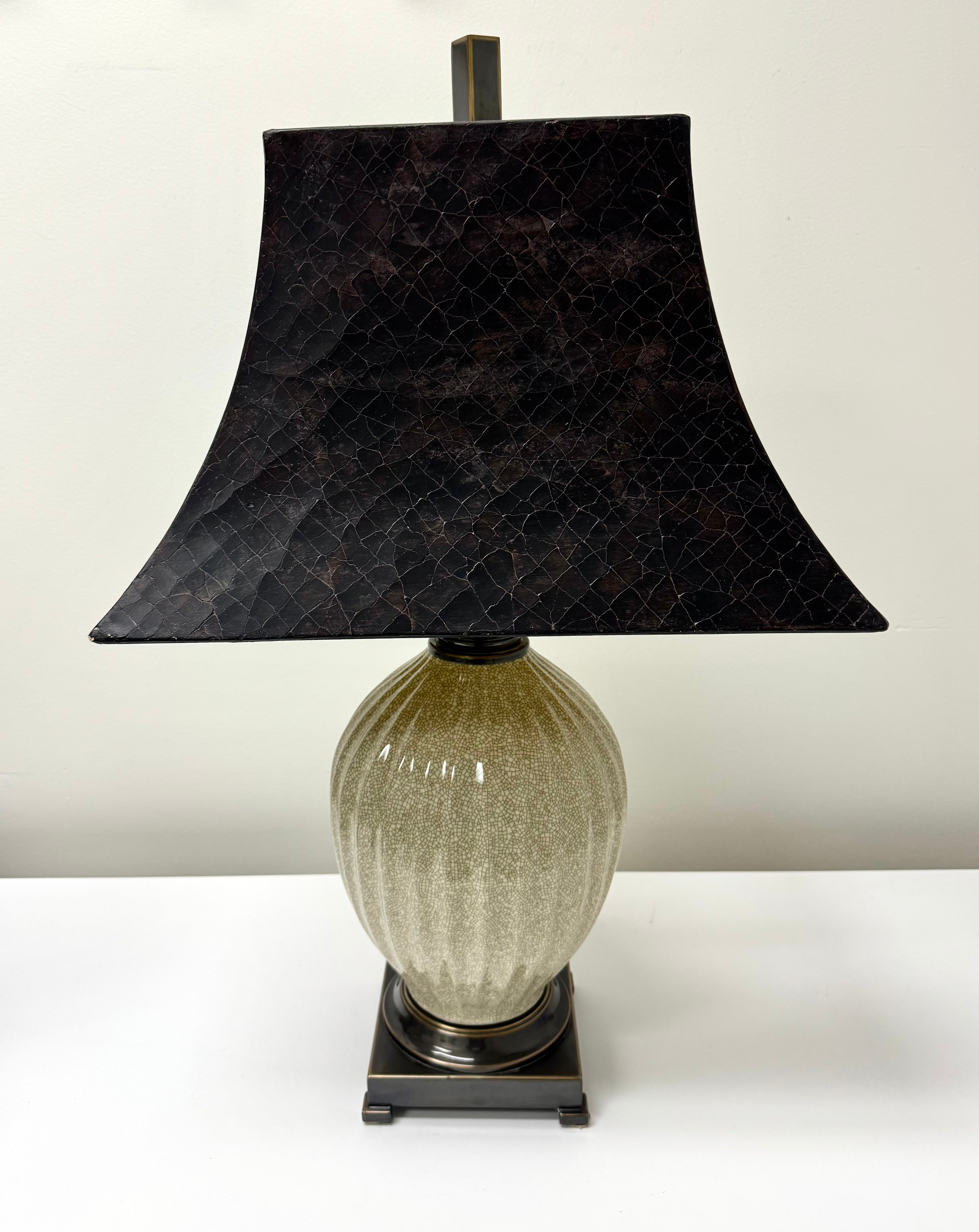Crackled Ceramic Urn Lamp
