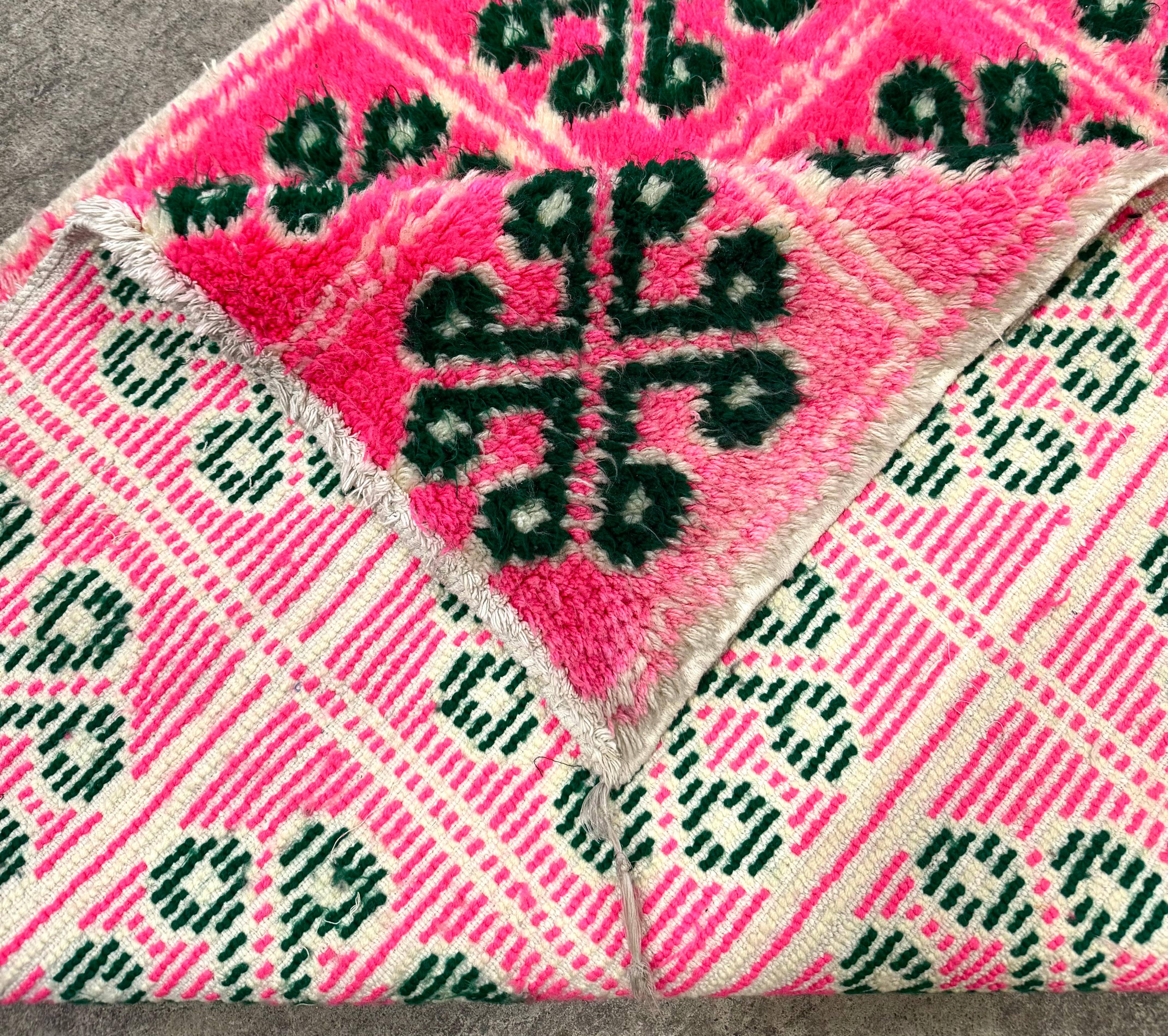 Vintage Moroccan Azilal Vibrant Pink 43" x 75" Rug
