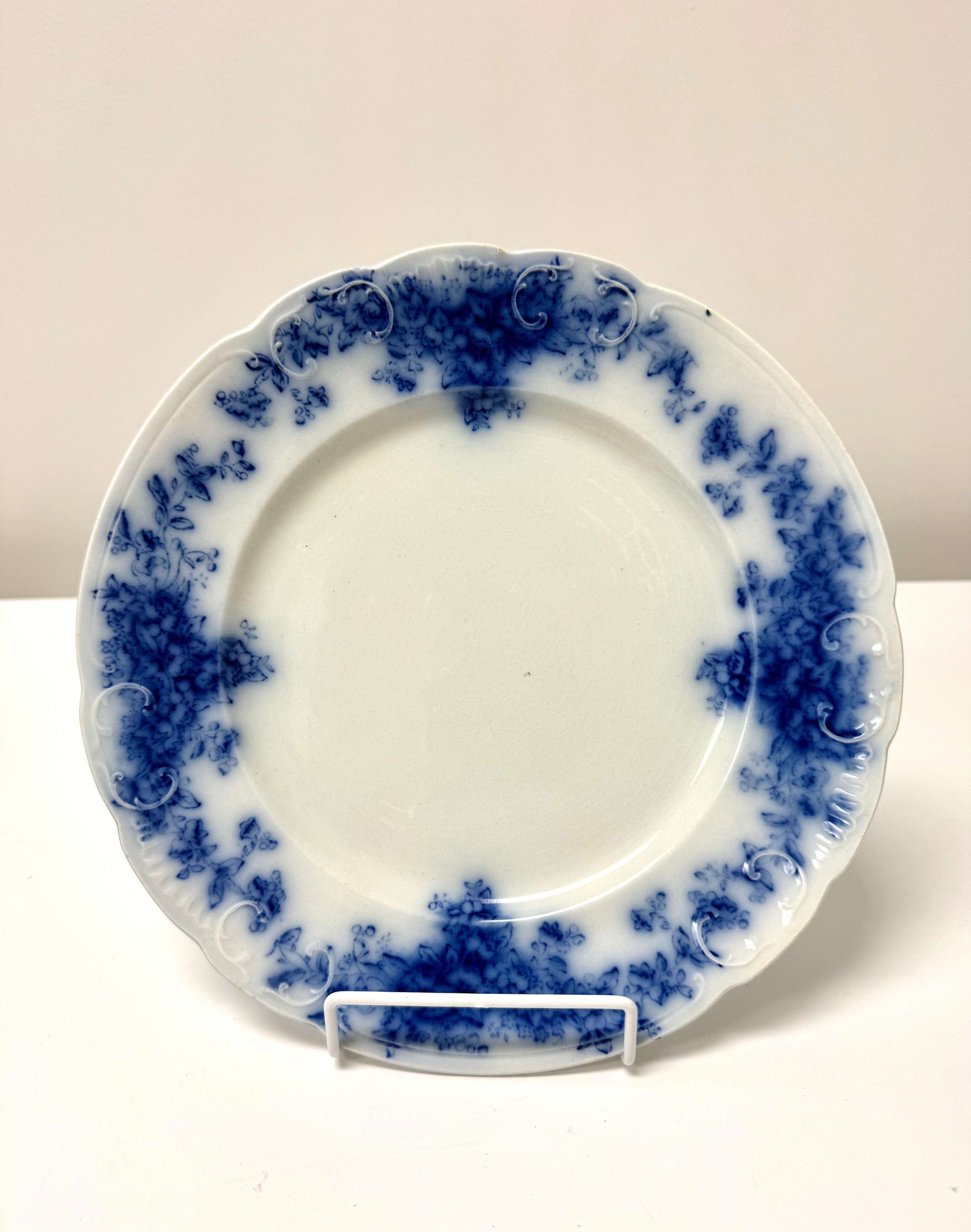 Vintage HOLLINSHEAD & KIRKHAM Flow Blue 'Lily' 10" Plate