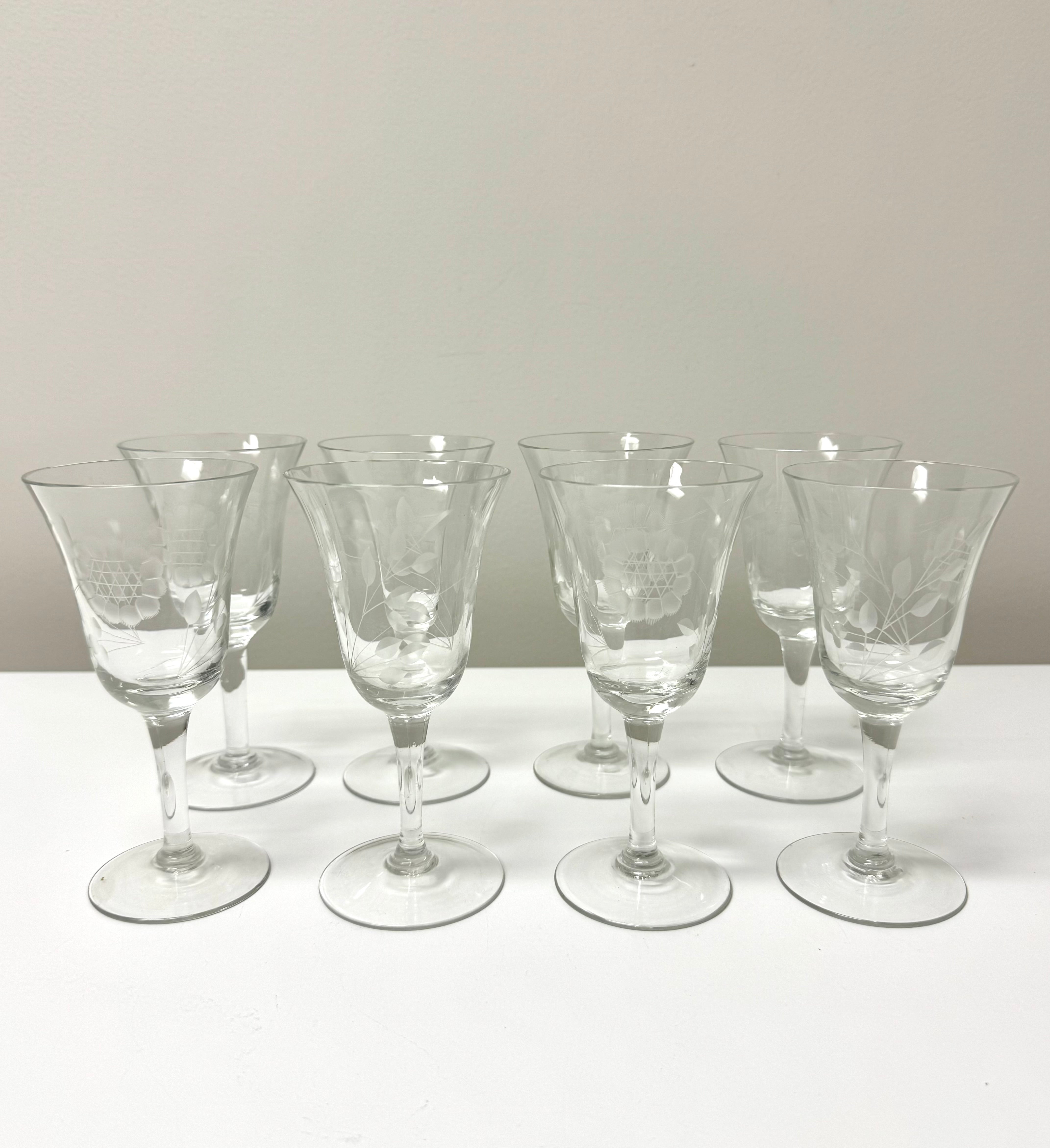 Vintage Cornflower Wine Glasses Set of 8