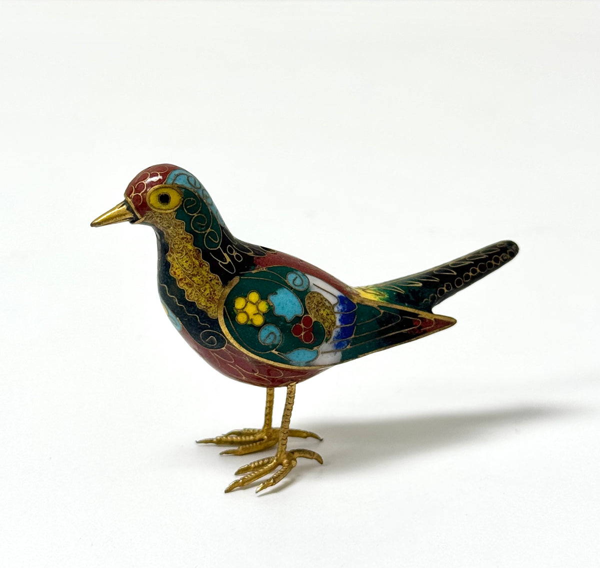 Vintage Chinese Cloisonne 2-3/4" Bird Figurine