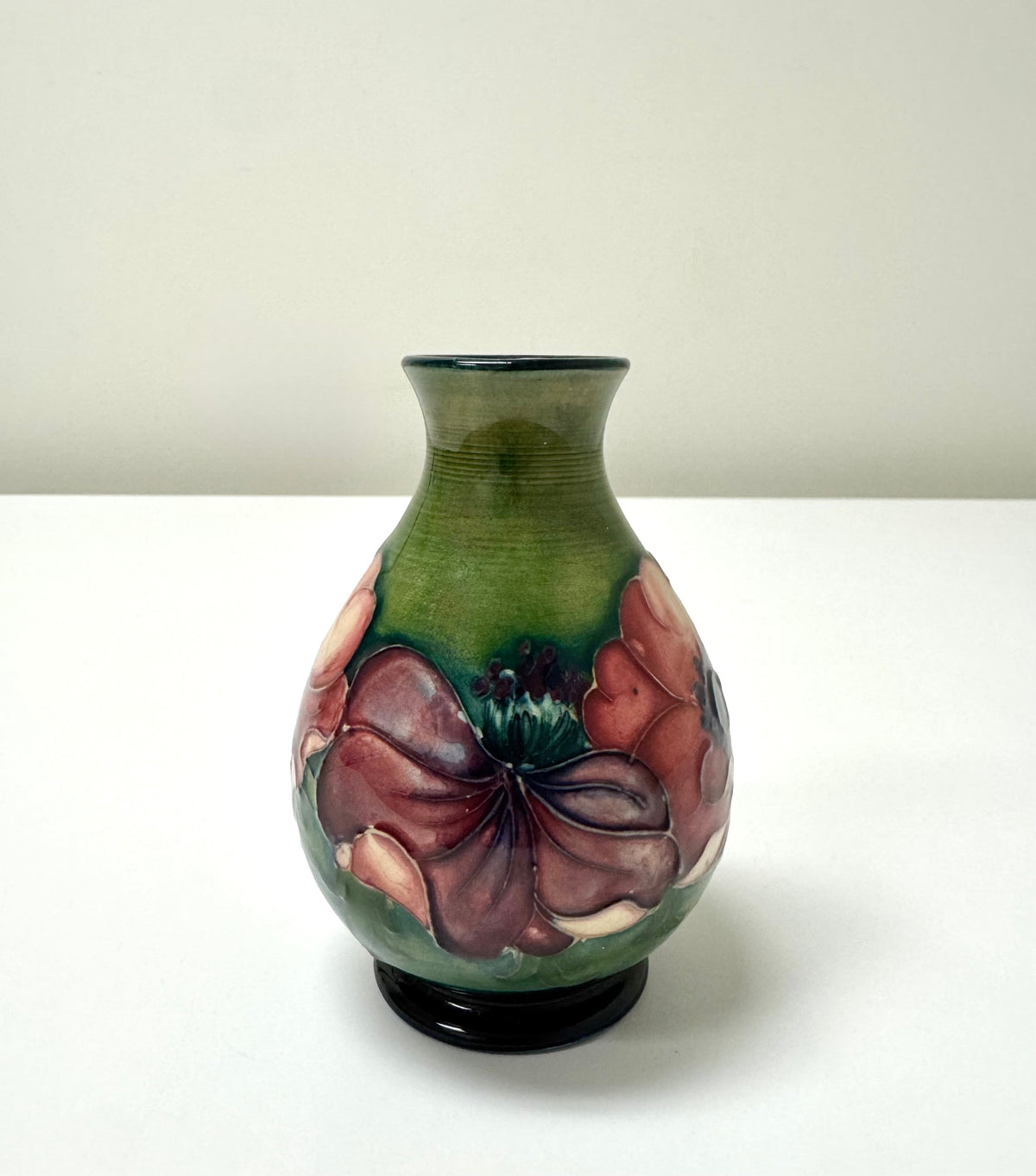 Vintage MOORCROFT 'Anemone' Green Ground Small Vase