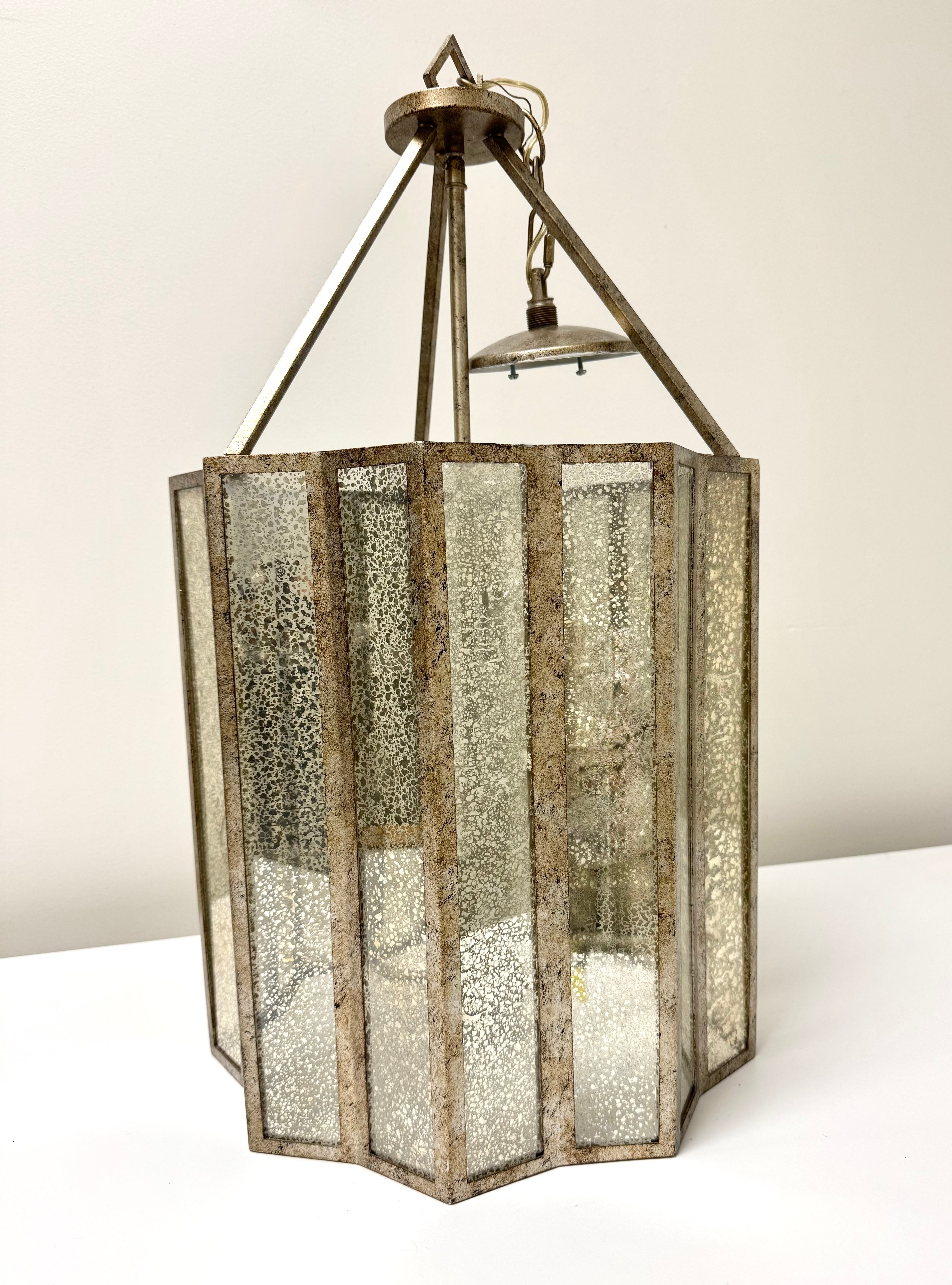QUOIZEL Aged Gold & Mercury Glass Pendant Light