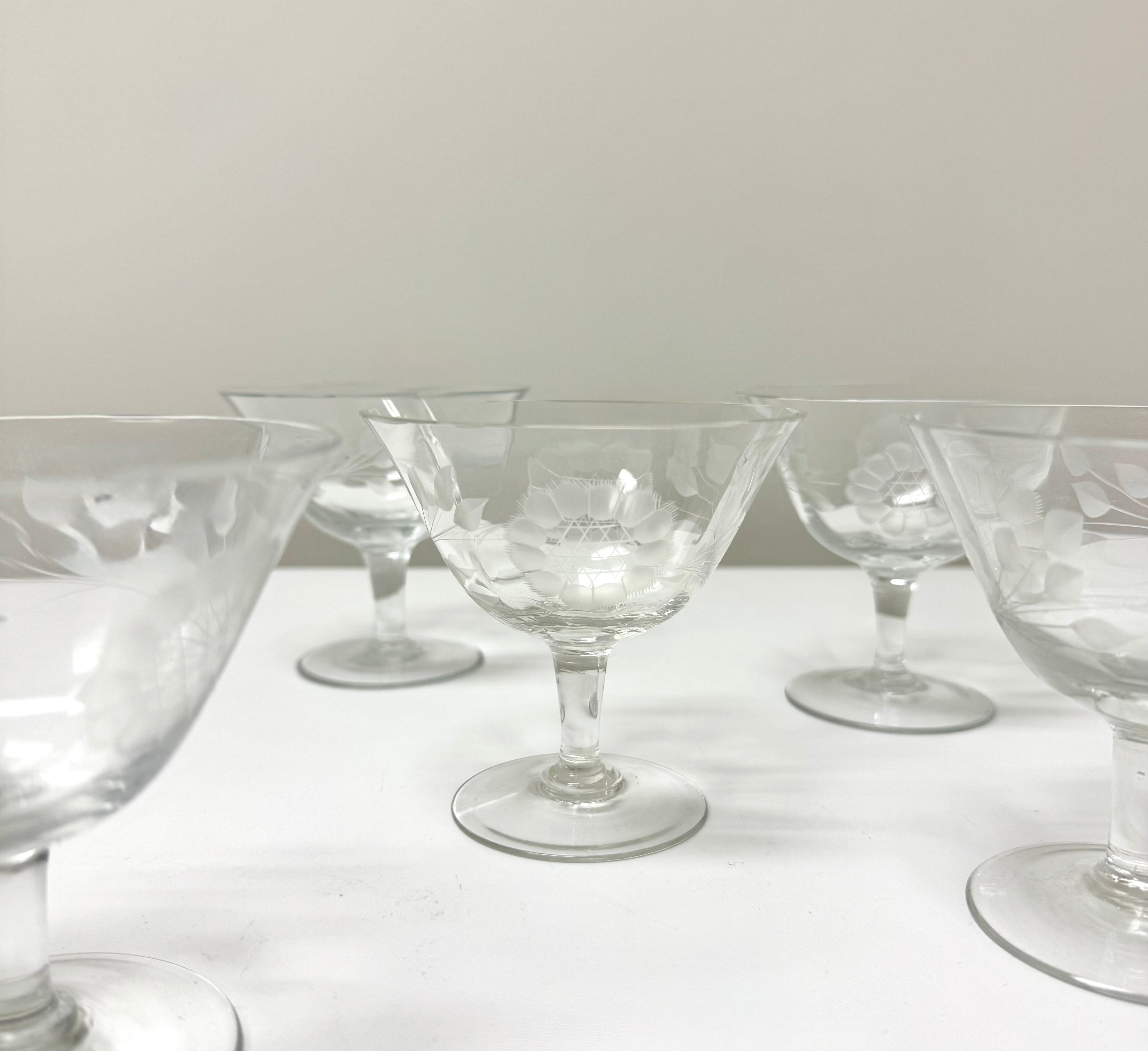 Vintage Cornflower Coupe Glasses Set of 5