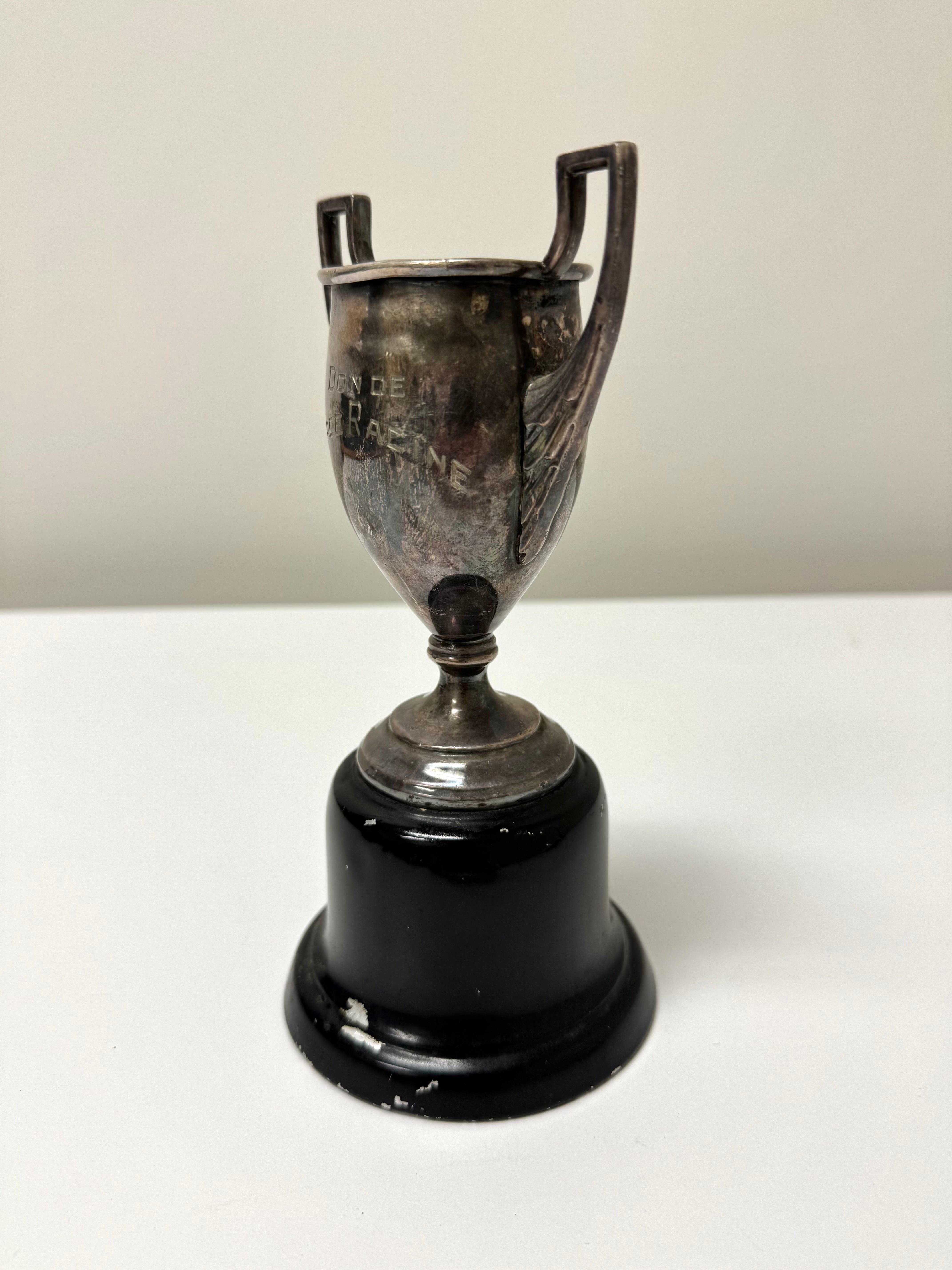 Aged Silver Metal Decorative Trophy