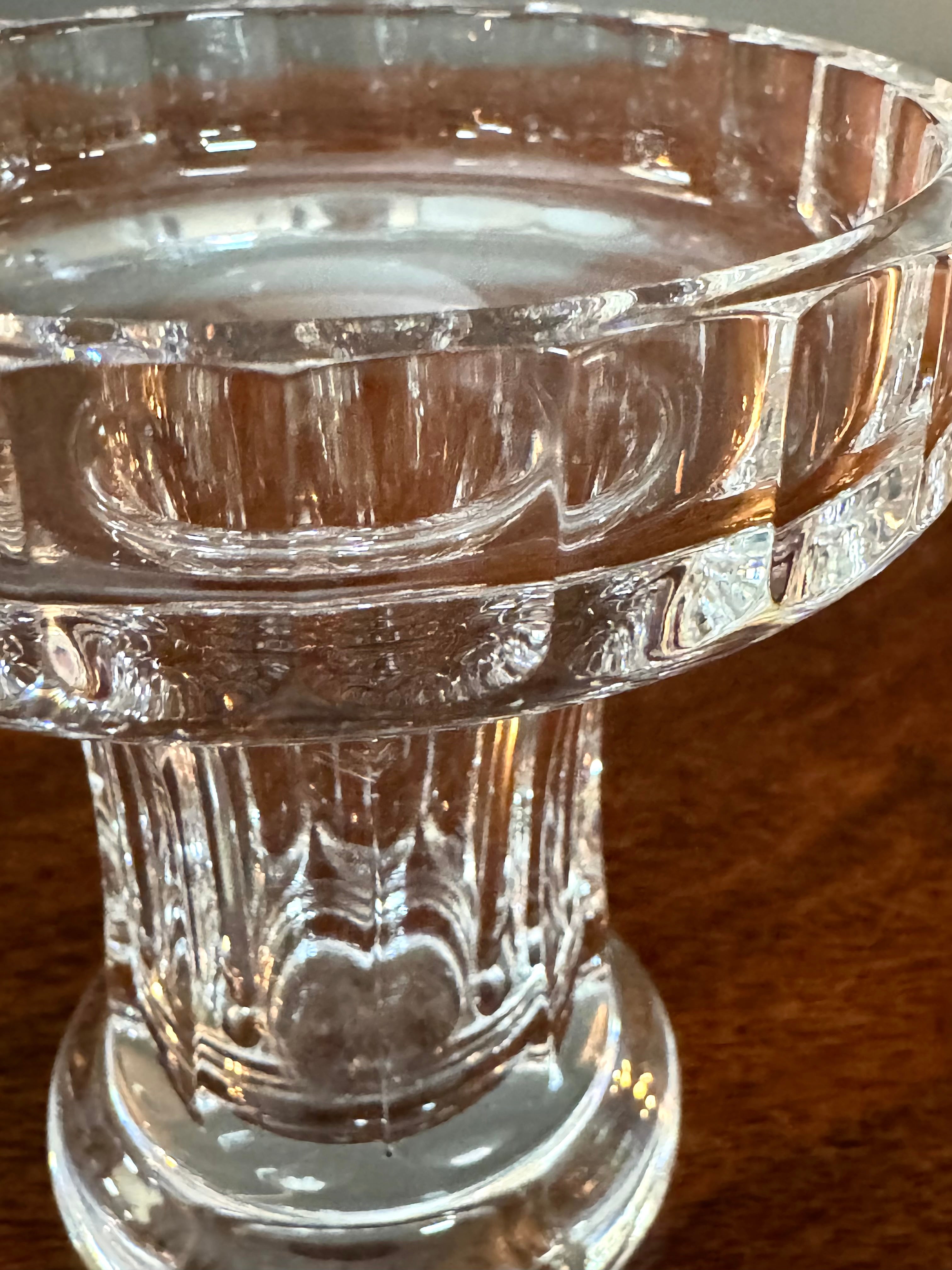 Ribbed Crystal Pedestal Candle Holder