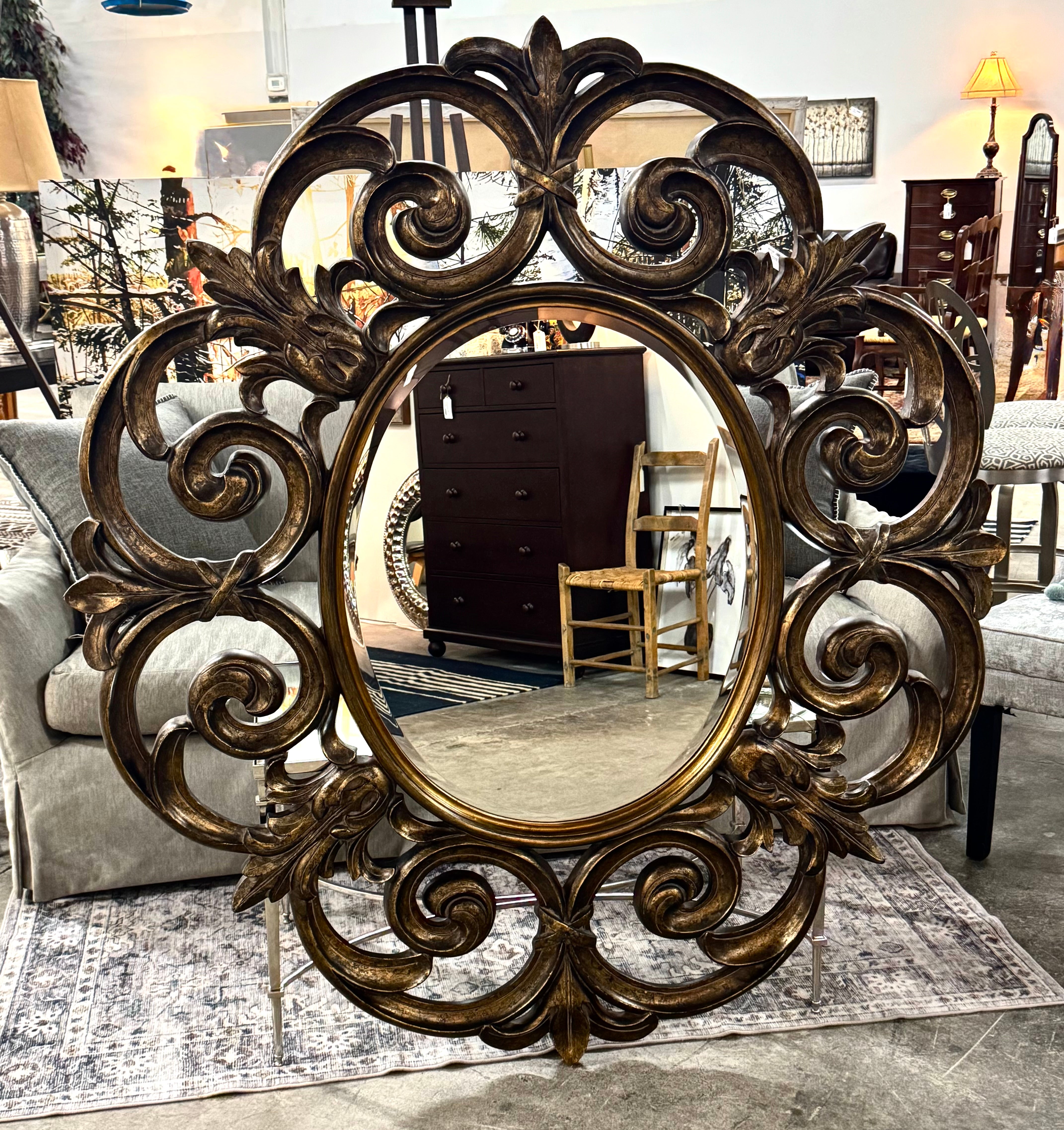 Dark Bronze Scroll Mirror