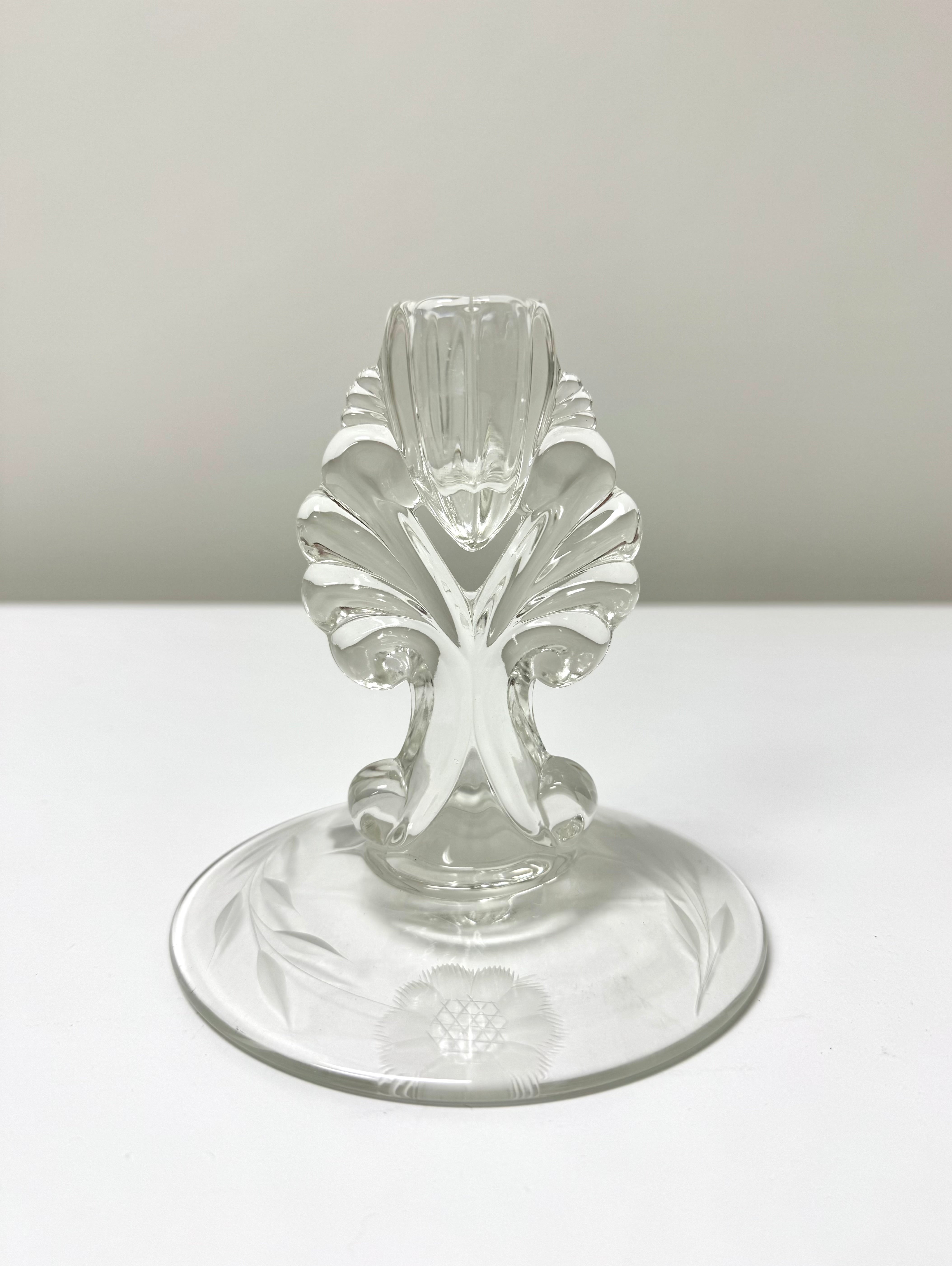 Vintage Cornflower Glass Candle Holder