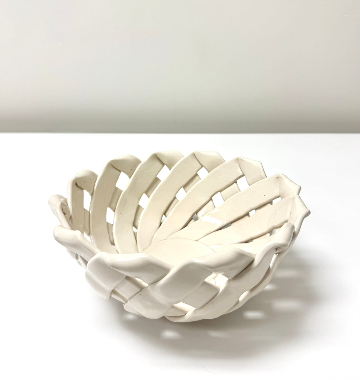 LANZARIN CERAMICHE Cream Ceramic Woven Bowl