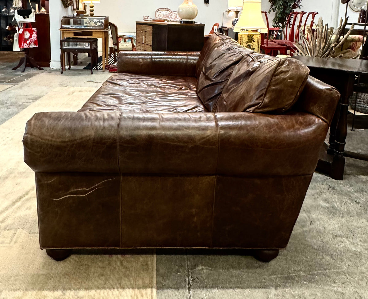 RESTORATION HARDWARE Cocoa Leather 96" Sofa