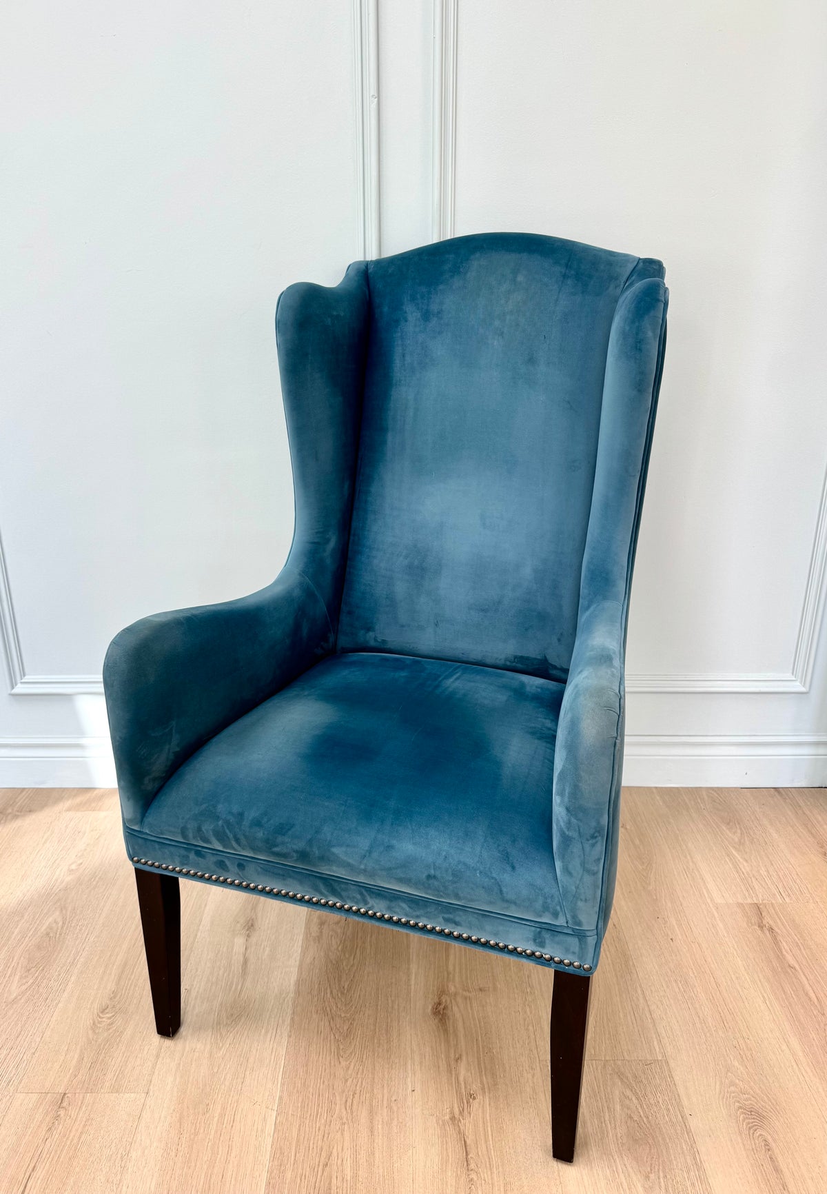 Dark Teal Velvet Wing Chair