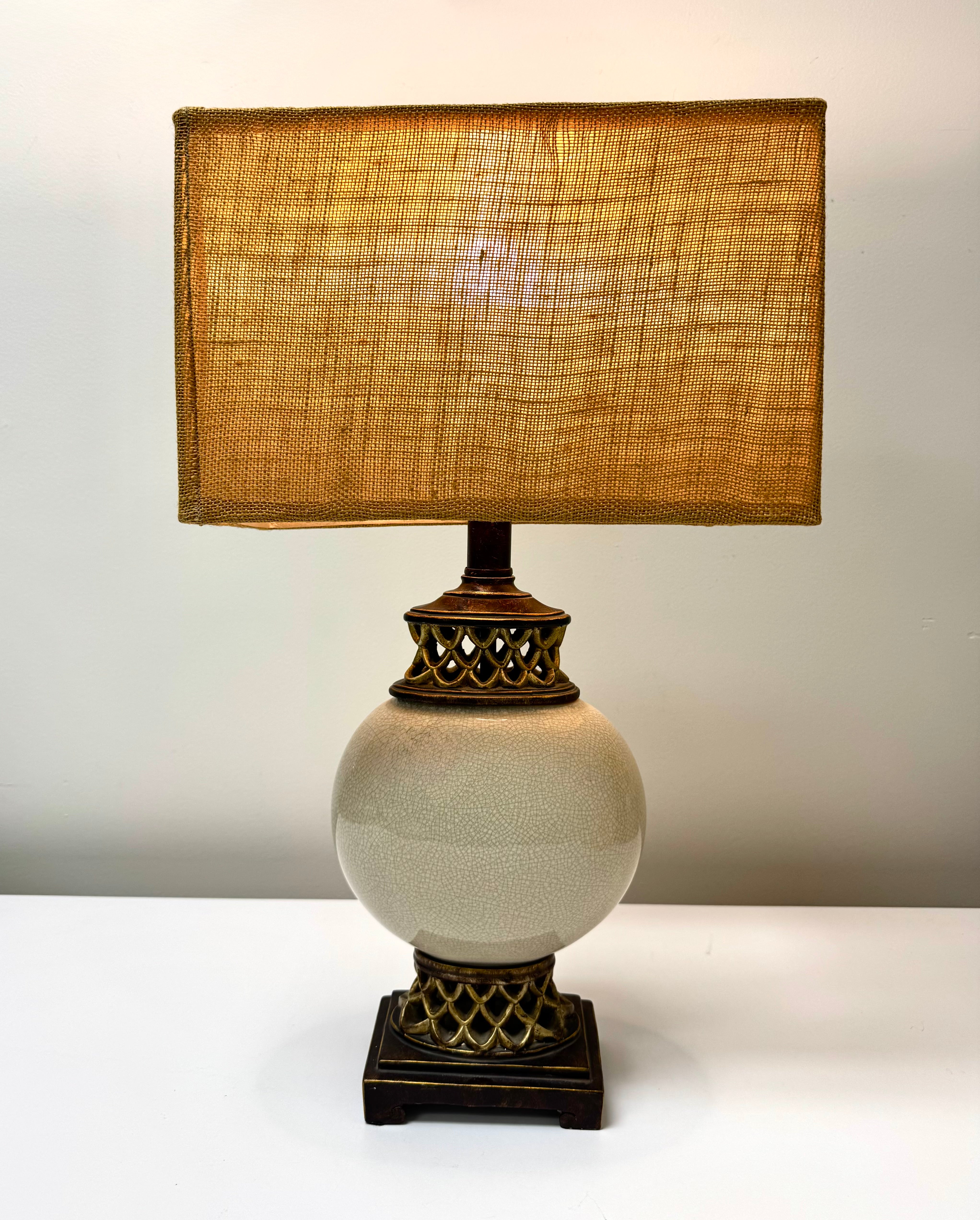 Crackled Ivory Ceramic Lamp