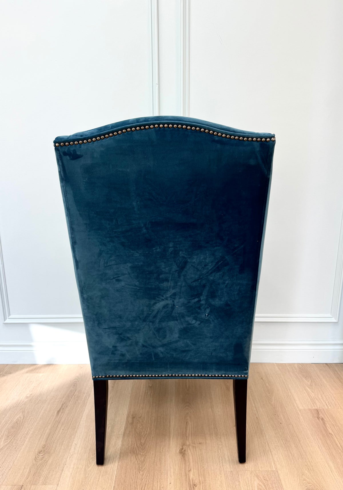 Dark Teal Velvet Wing Chair