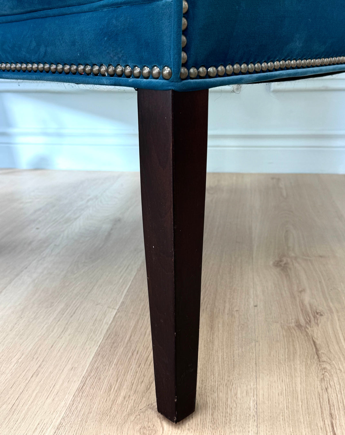 Dark Teal Velvet Wing Chair