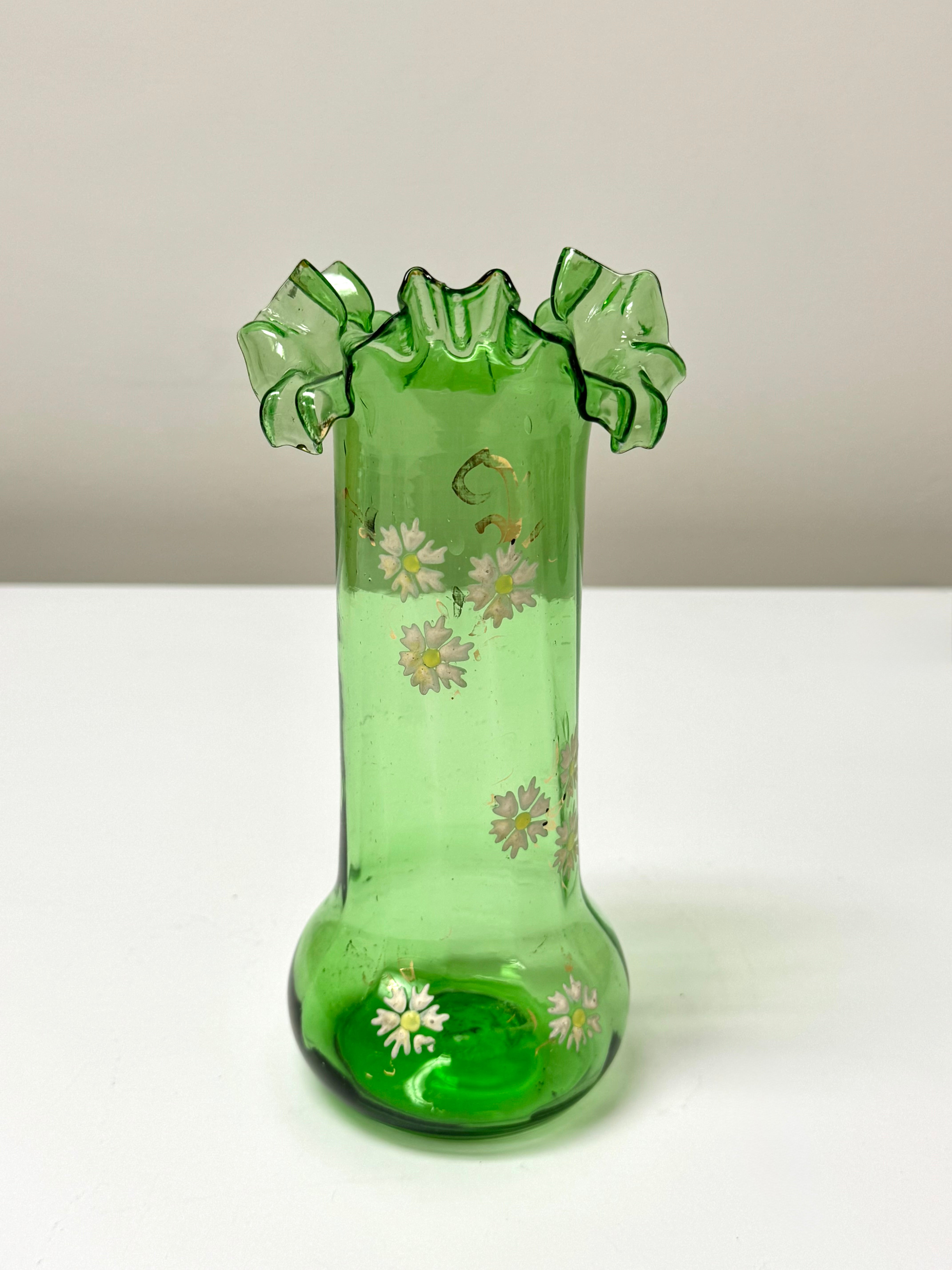 Antique Hand-blown Green Glass Vase
