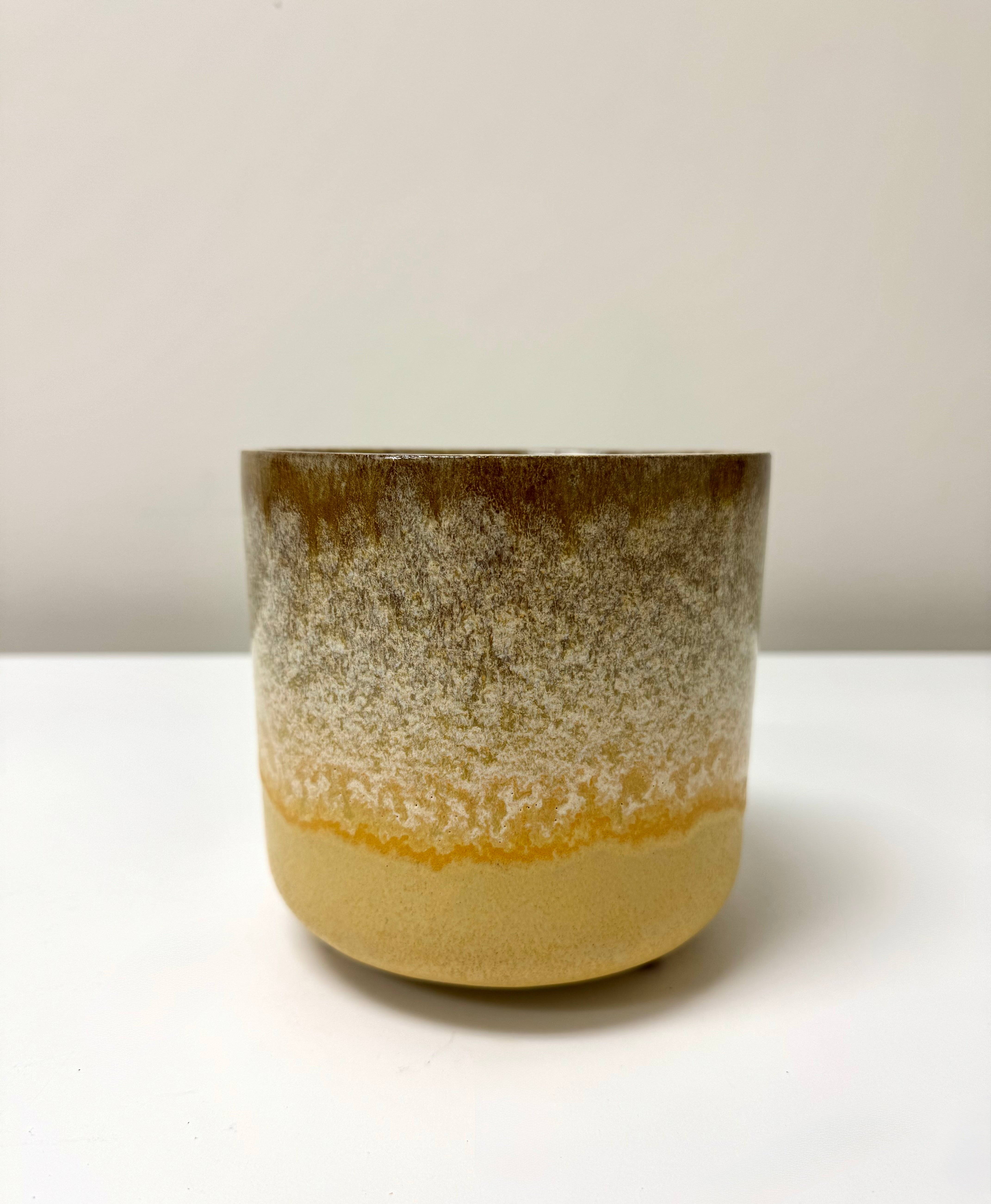 CRATE & BARREL Yellow Glazed Footed Planter