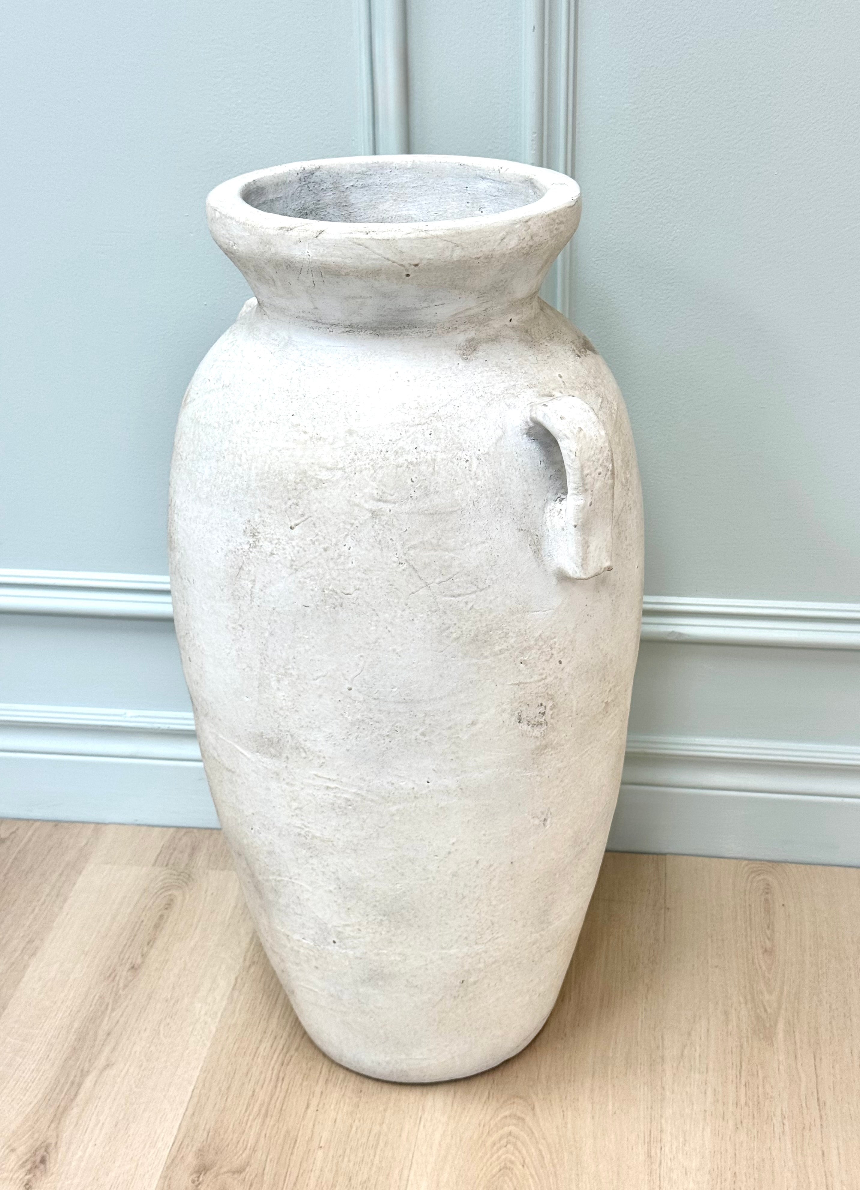 Rustic White Large Pottery Vase