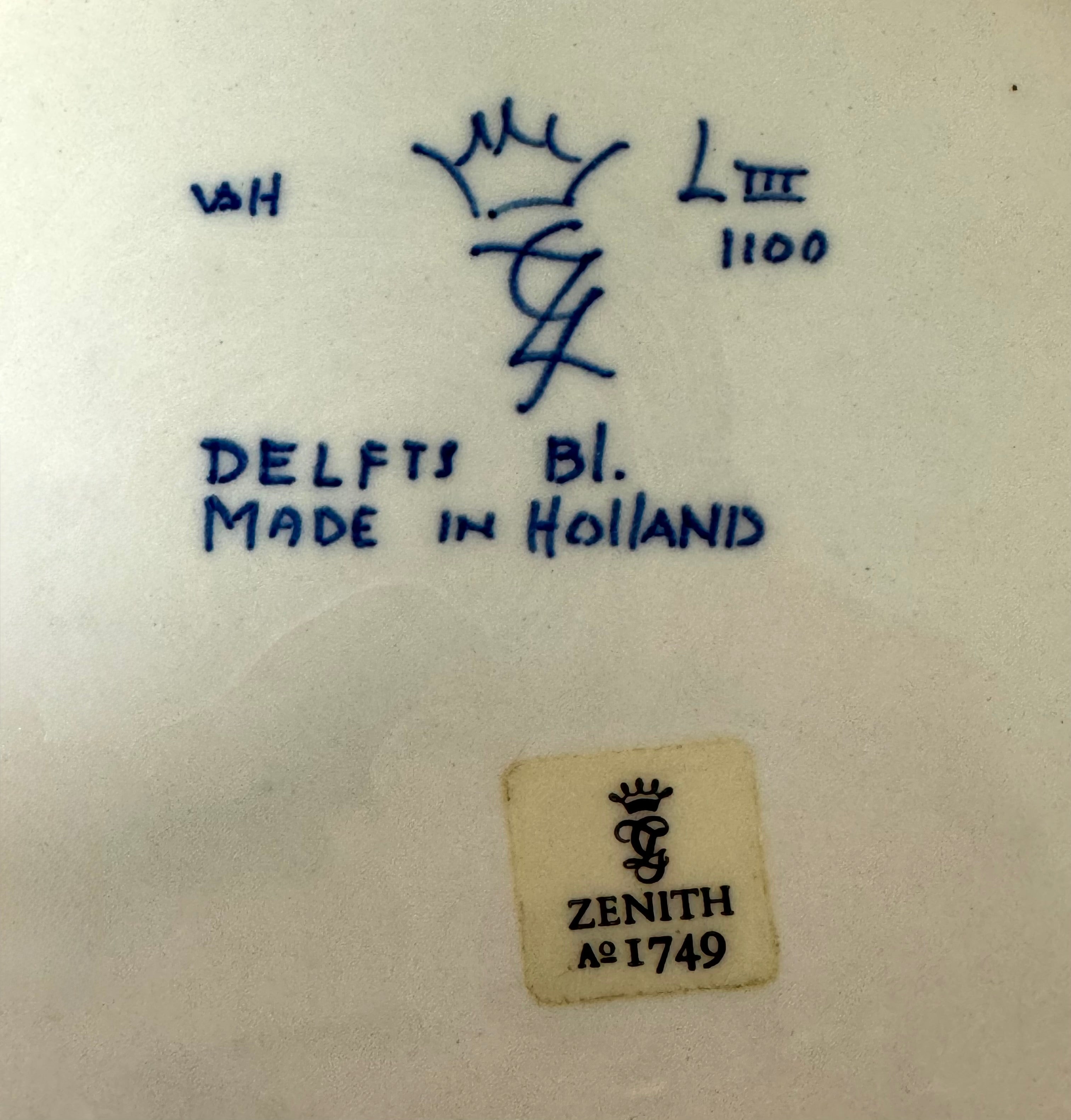 Vintage DELFT ZENITH Hand-painted 7" Hexagonal Plate