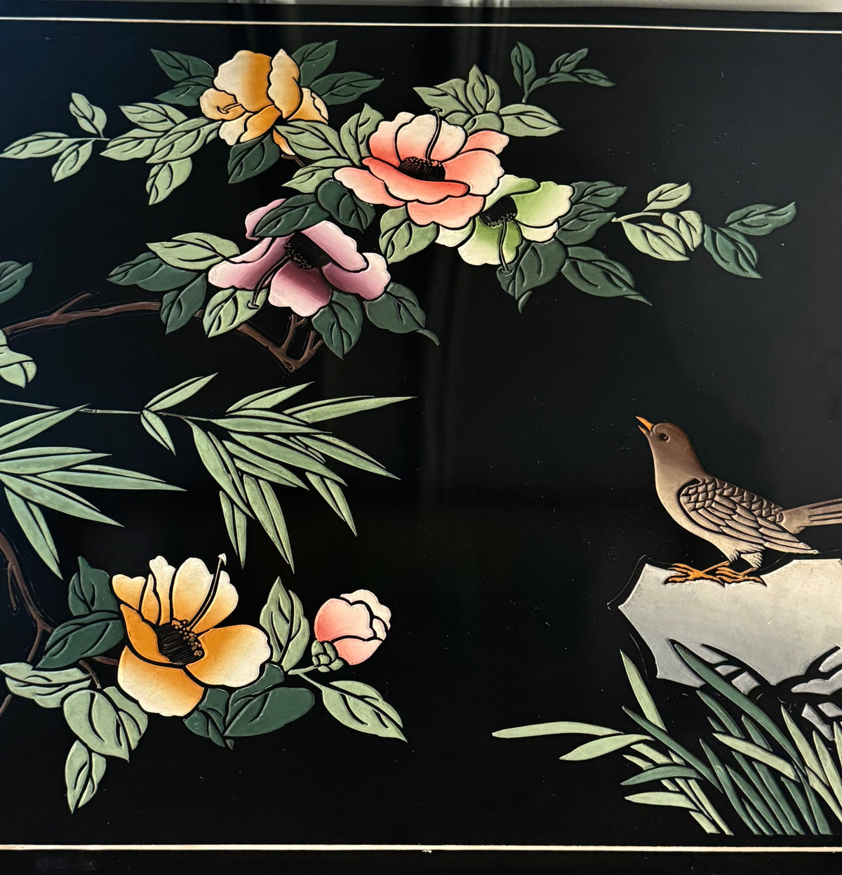 Black Lacquer Chinoiserie Side Table