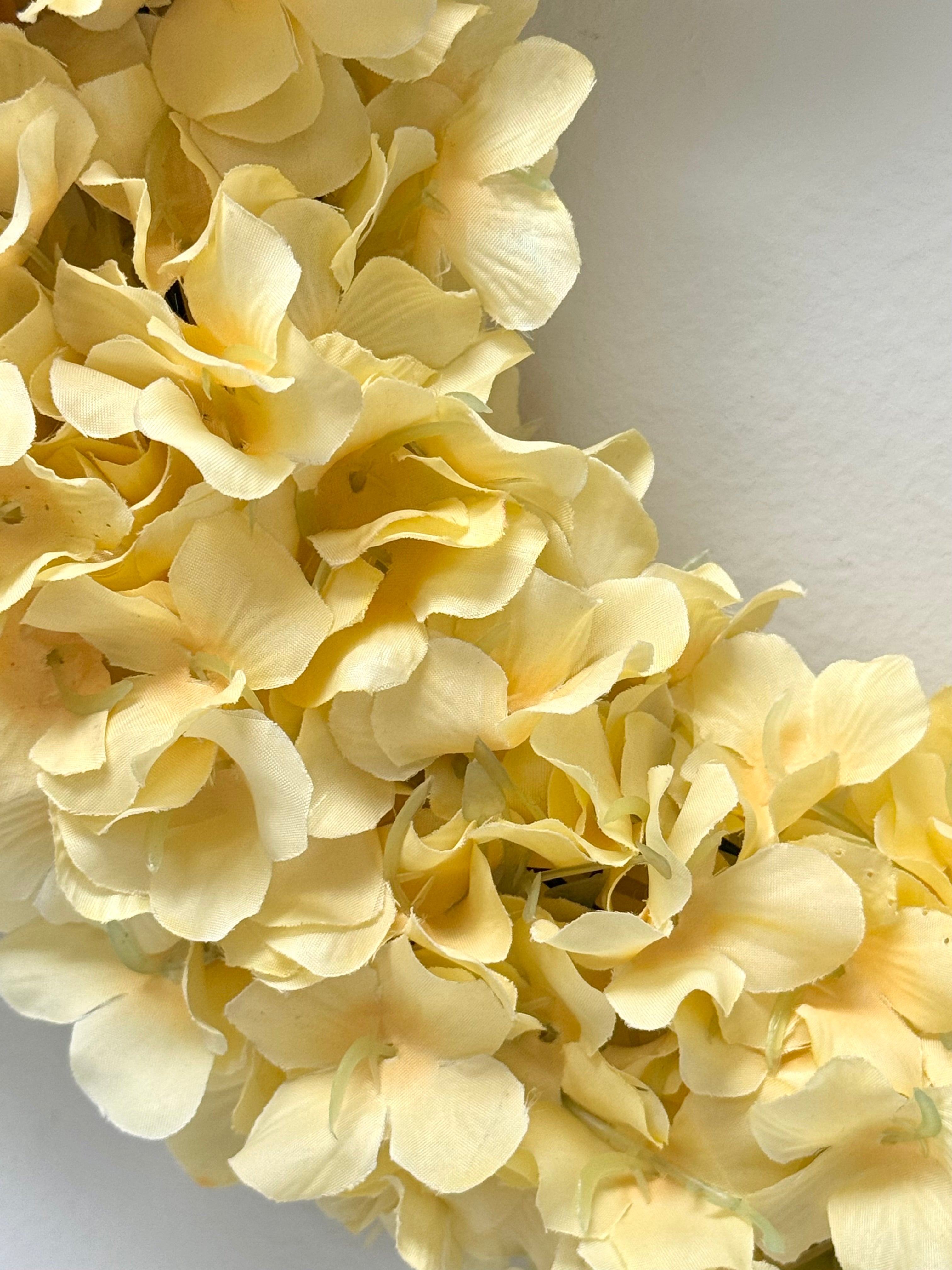 Soft Yellow Hydrangea 17" Wreath