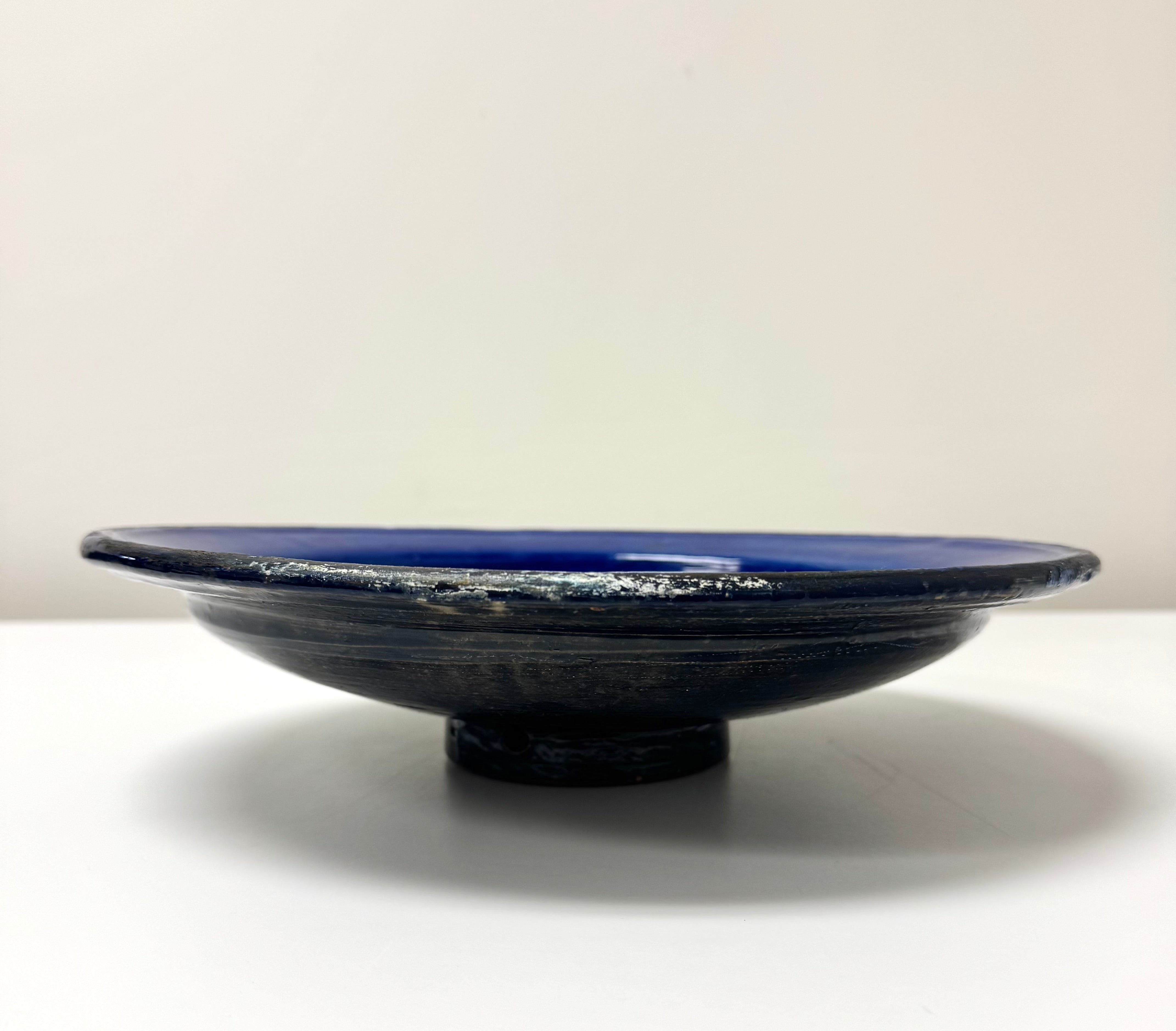 Vivid Blue Footed Clay Bowl