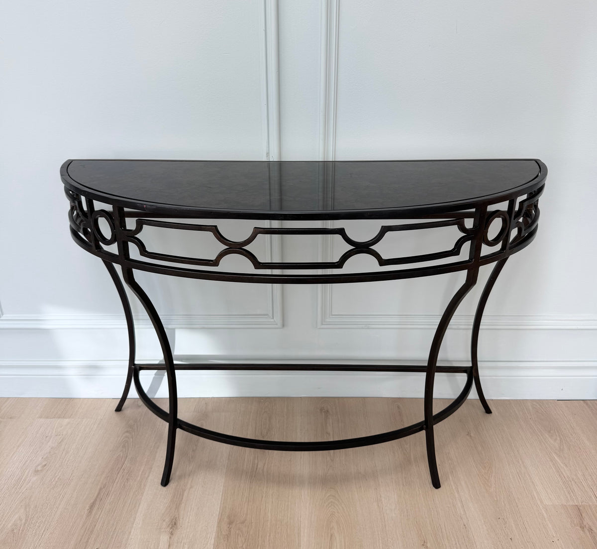 Black Iron Demilune Console