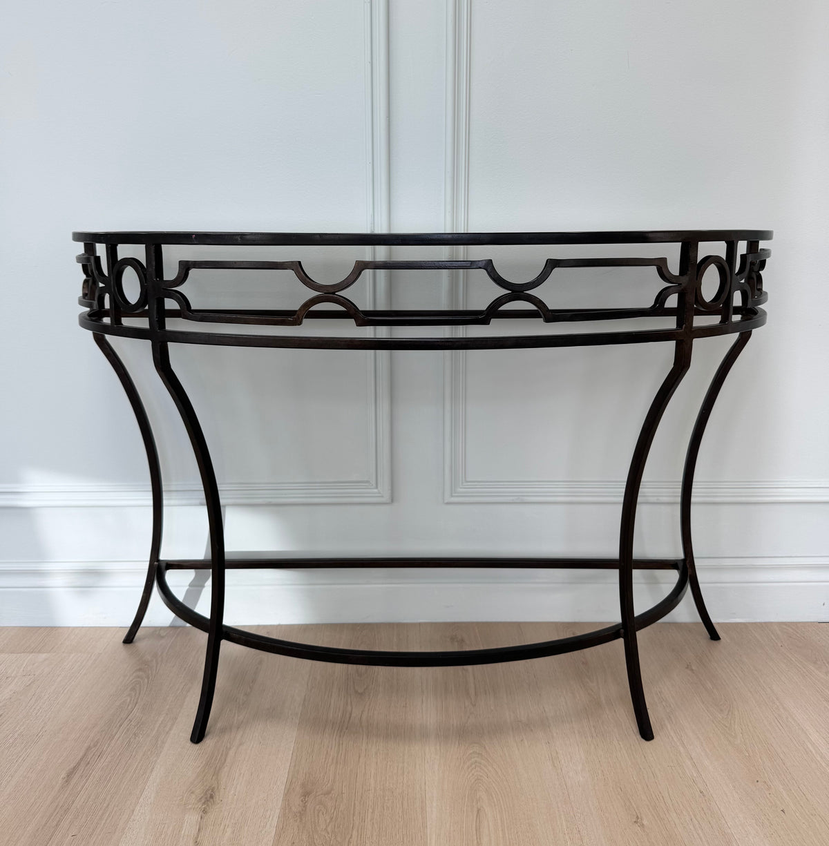 Black Iron Demilune Console