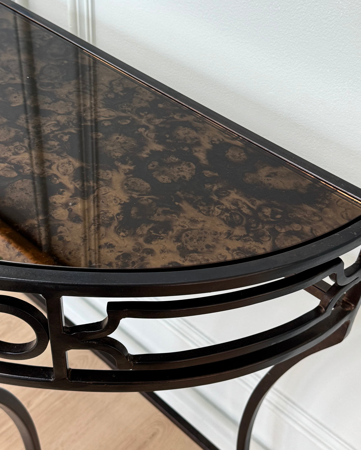 Black Iron Demilune Console