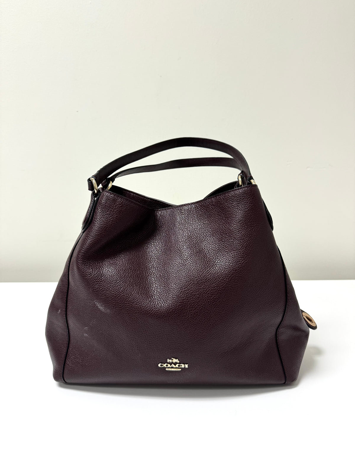 COACH 'Lexy' Oxblood Pebble Leather Shoulder Bag