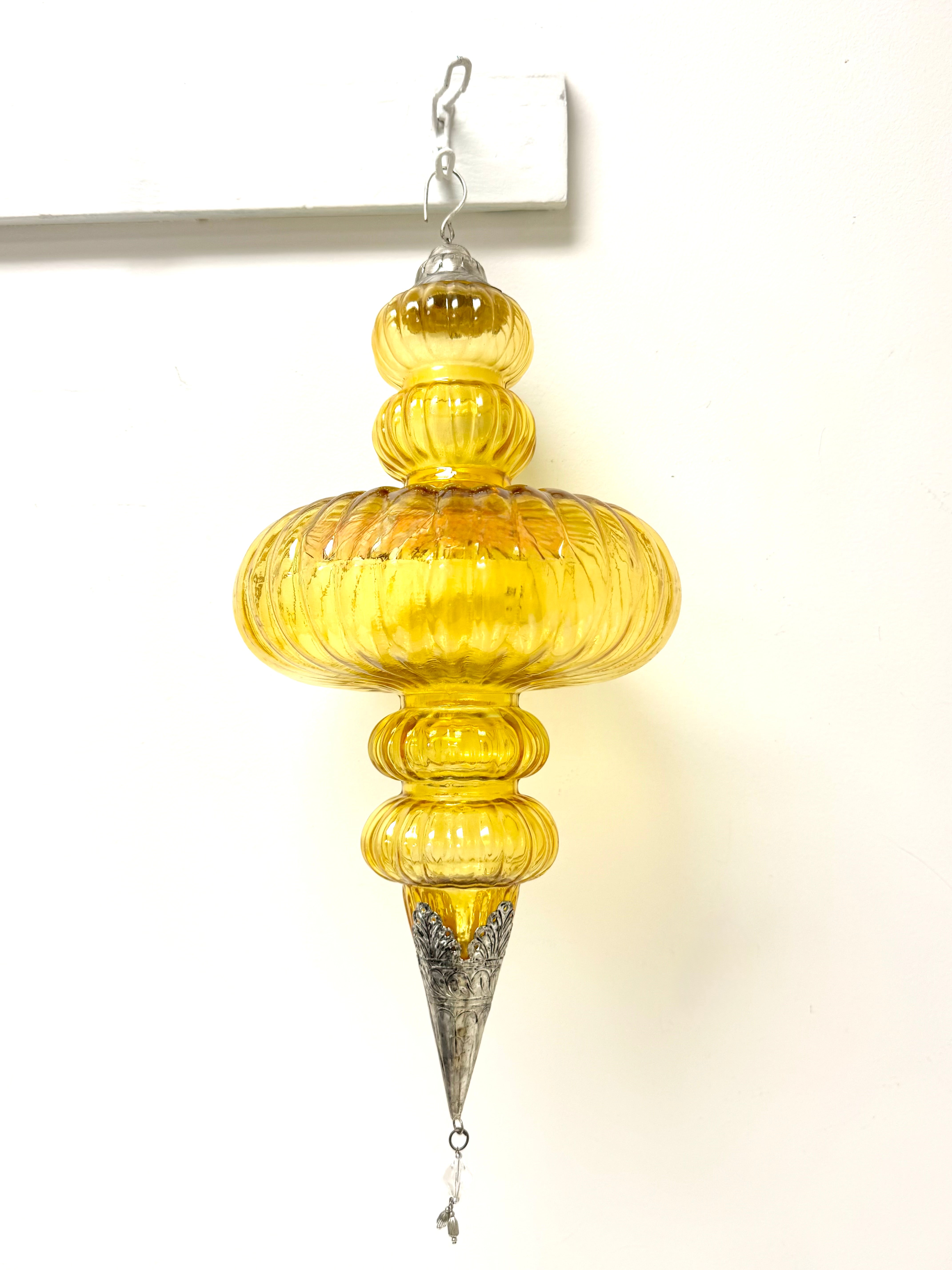 Vintage Amber Ribbed Glass Pendant Ornament