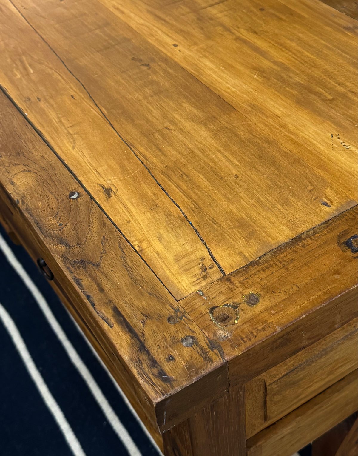 Rustic Pine Carved Console