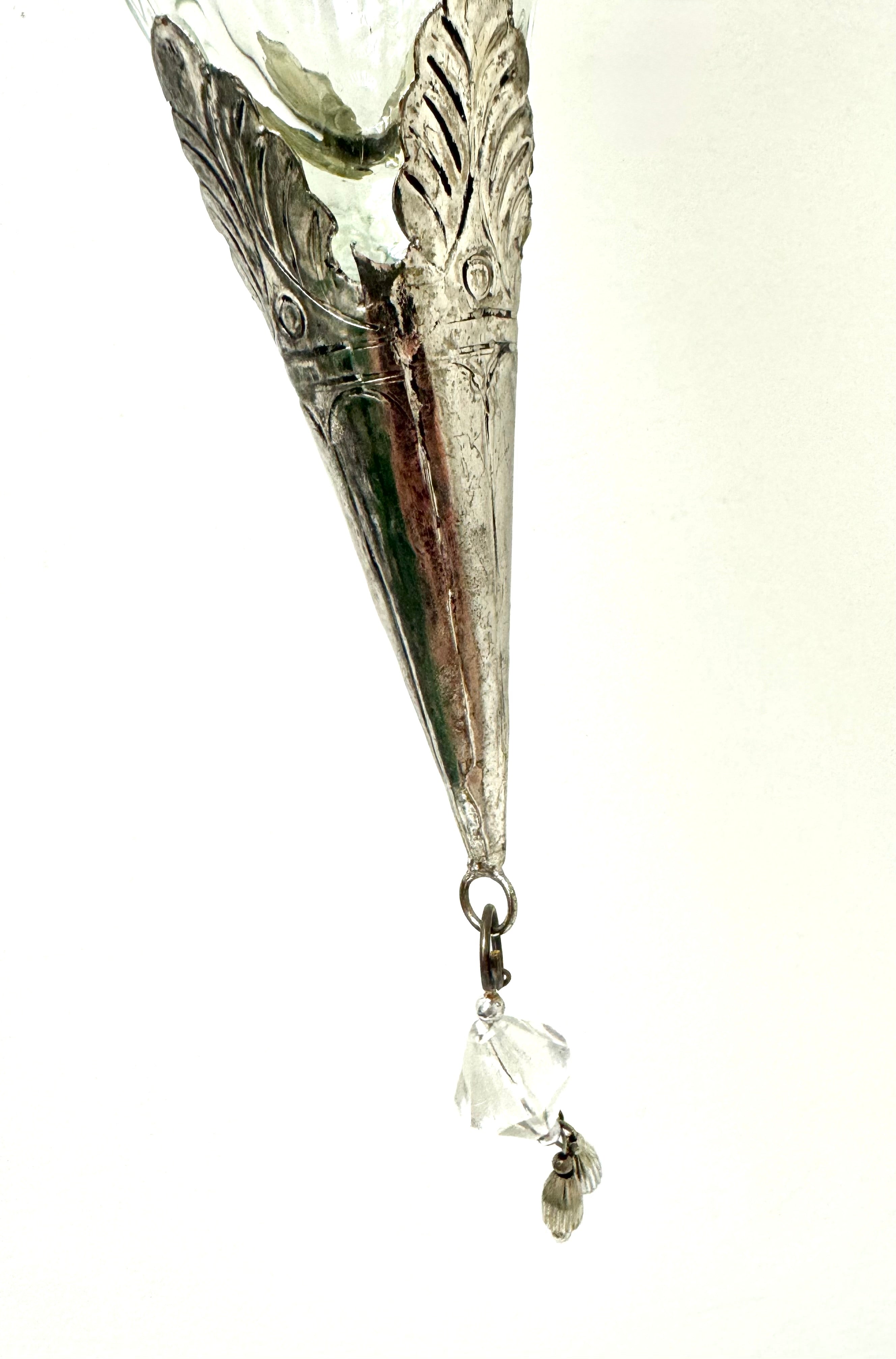Vintage Clear Ribbed Glass Pendant Ornament