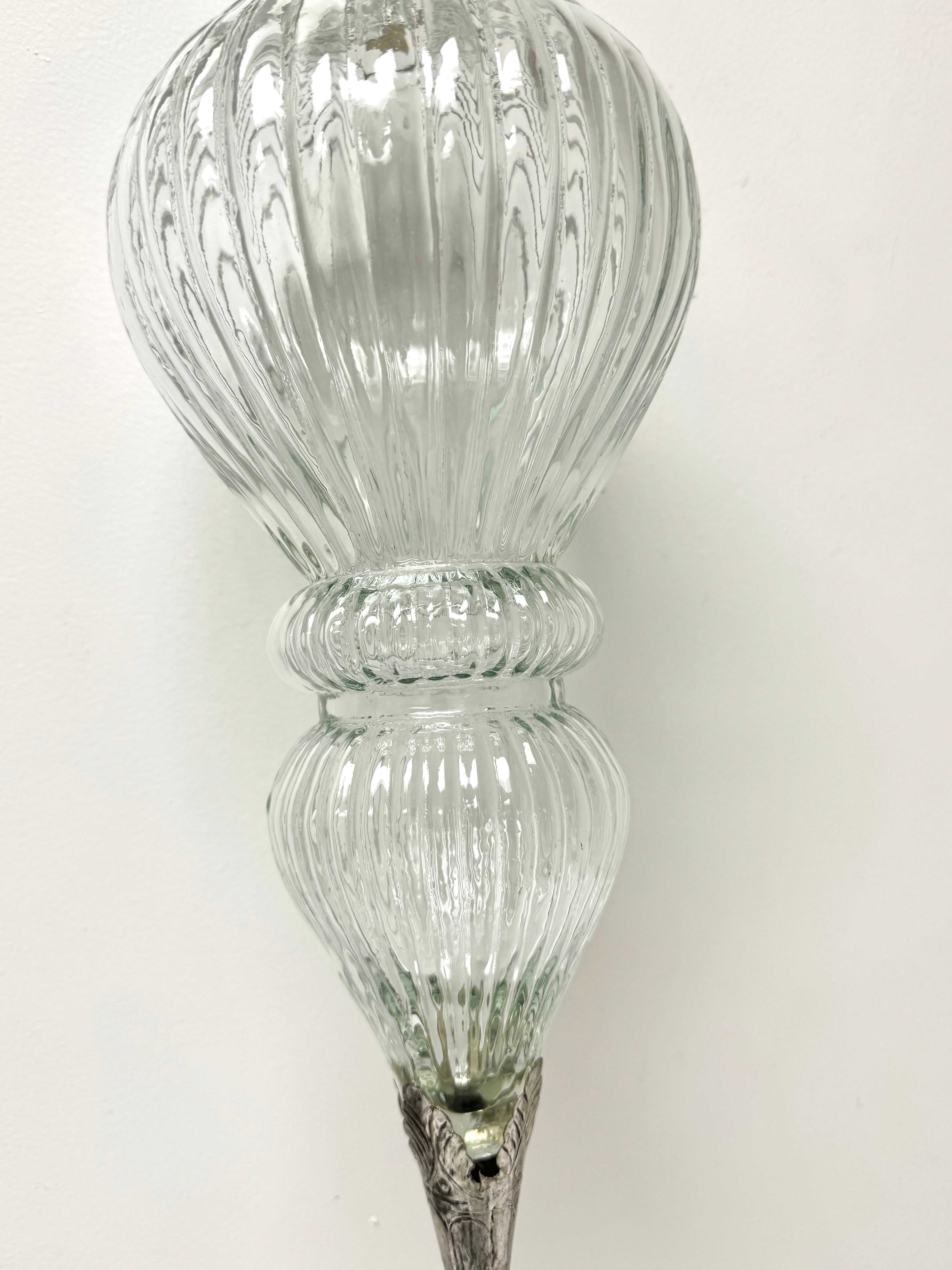 Vintage Clear Ribbed Glass Pendant Ornament