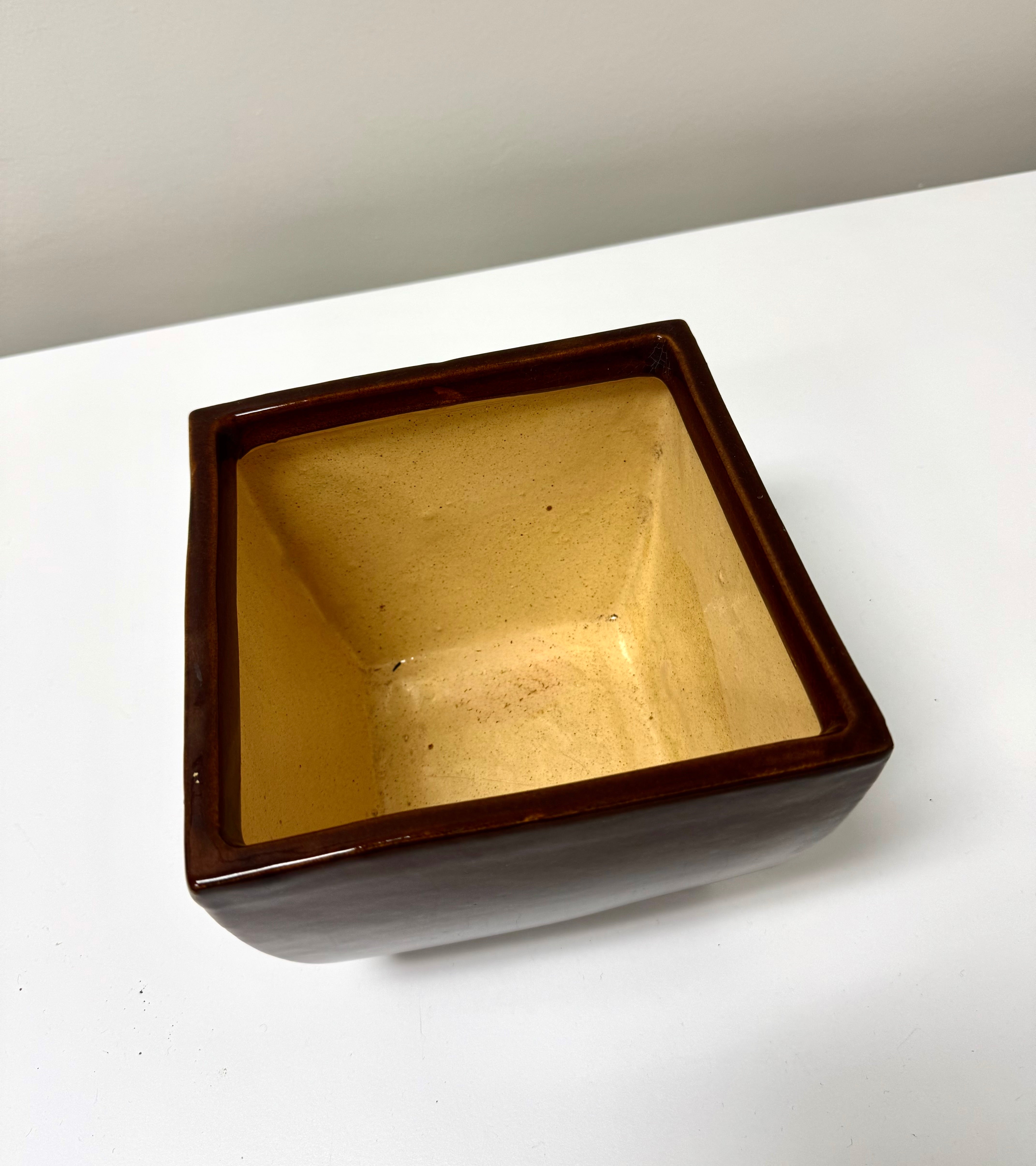 Gloss Brown Square Planter
