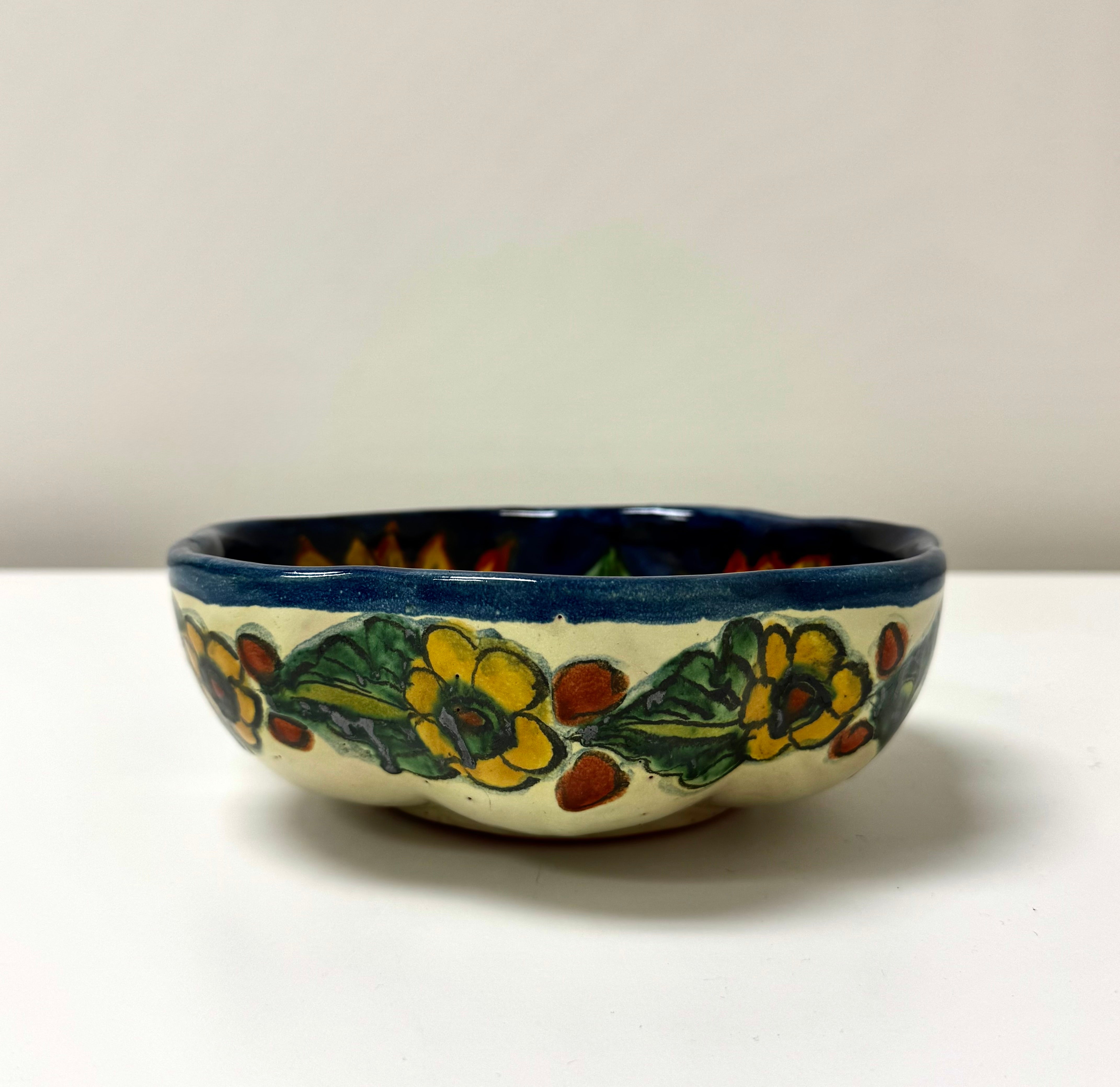 Vintage Talavera Hand-painted Sunflower Bowl