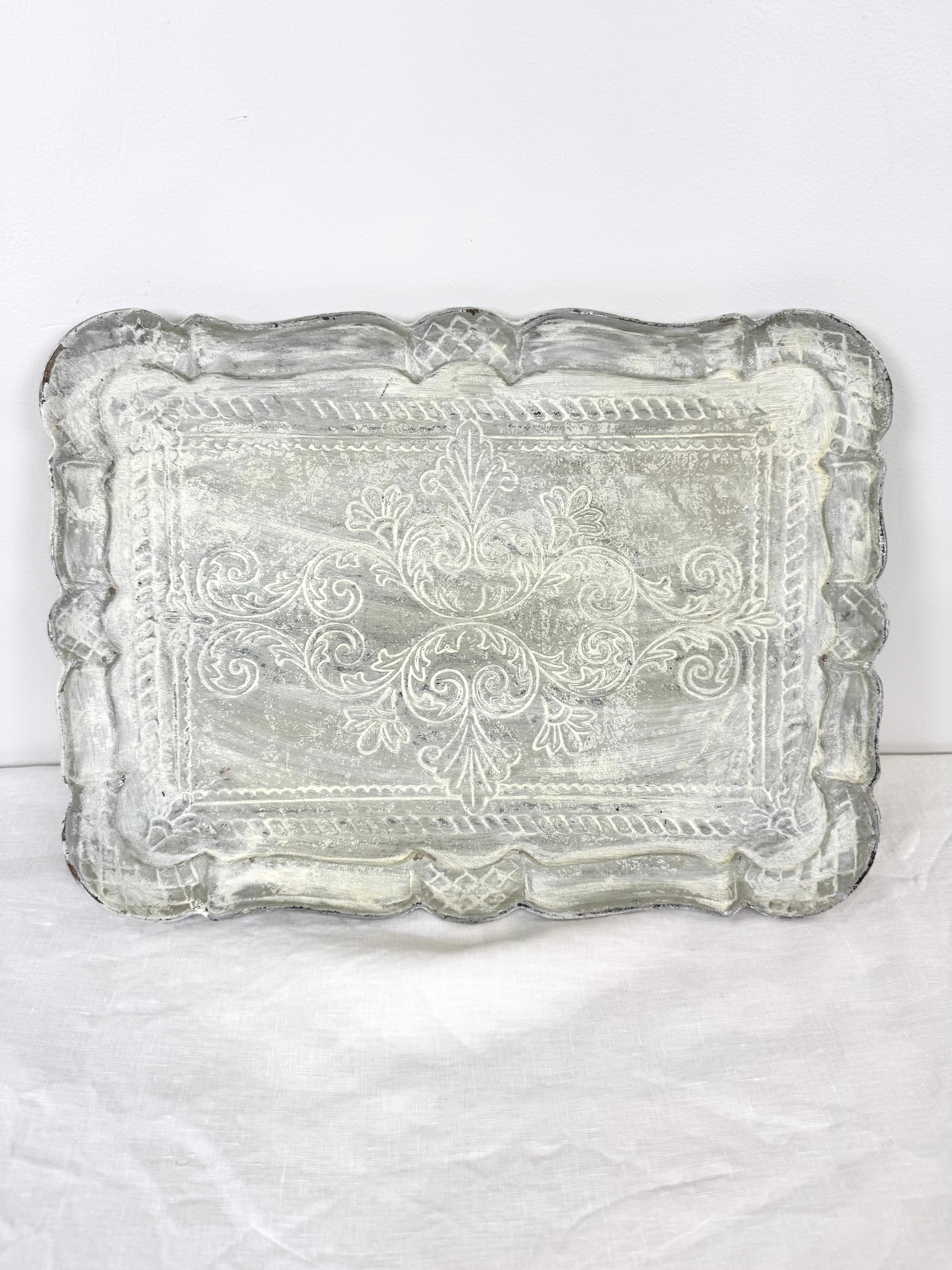 Whitewashed Gray Florentine-style Tray
