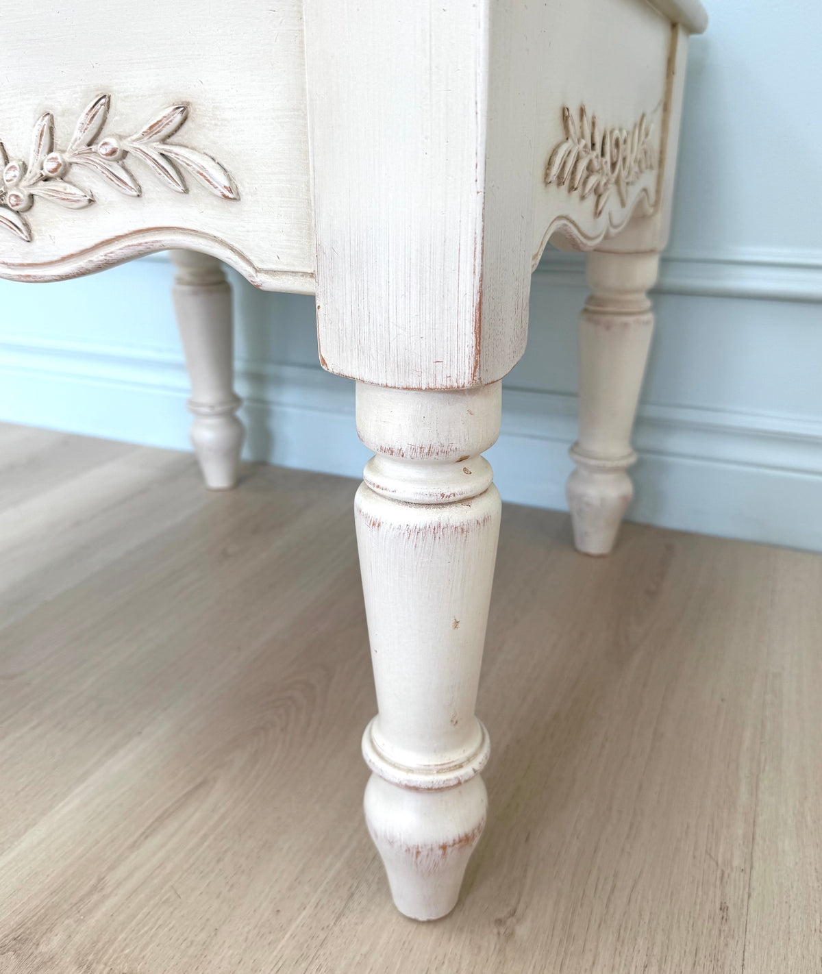 French Country Antique White Side Table
