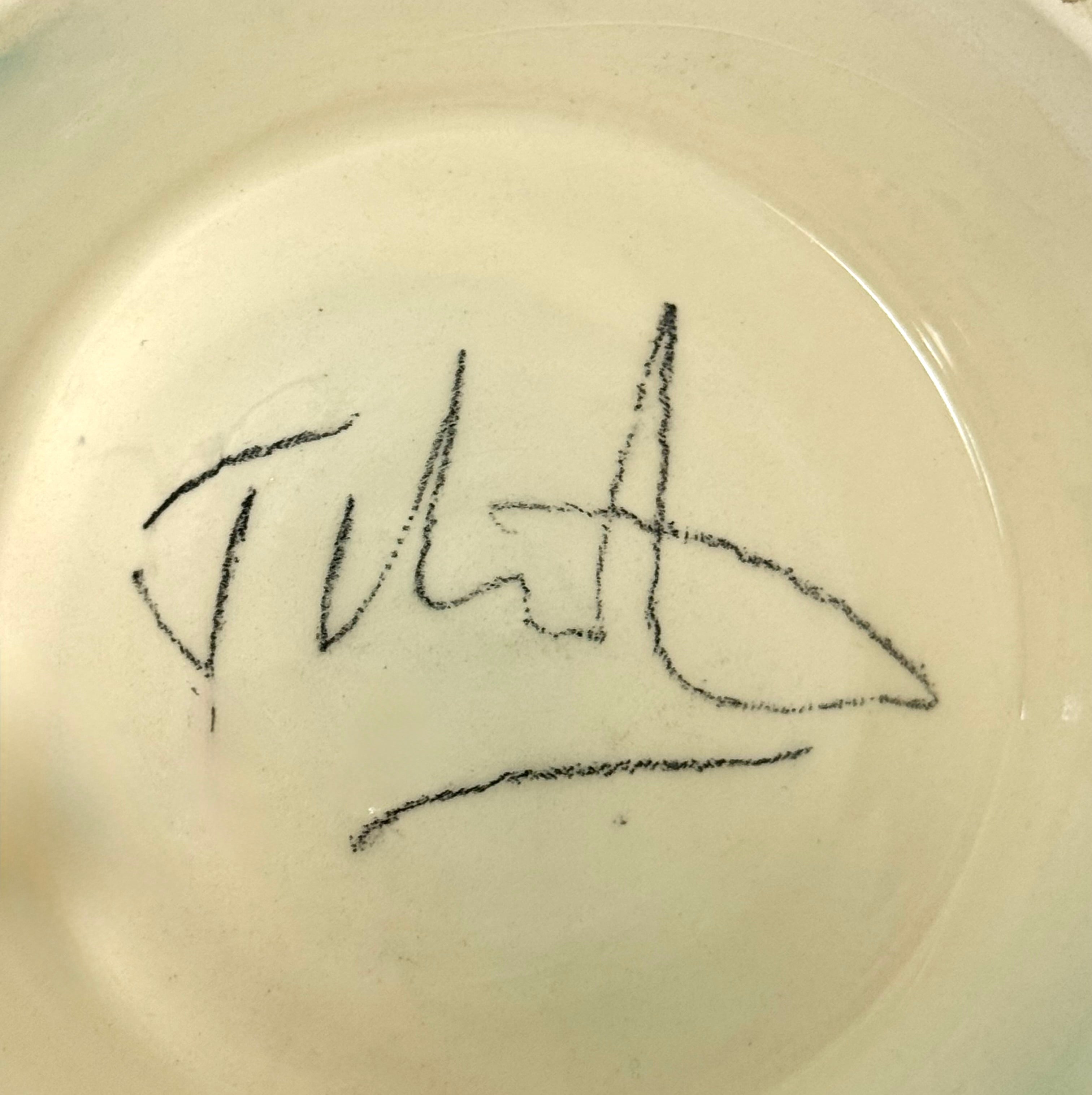 Hand-painted Abstract Footed Bowl