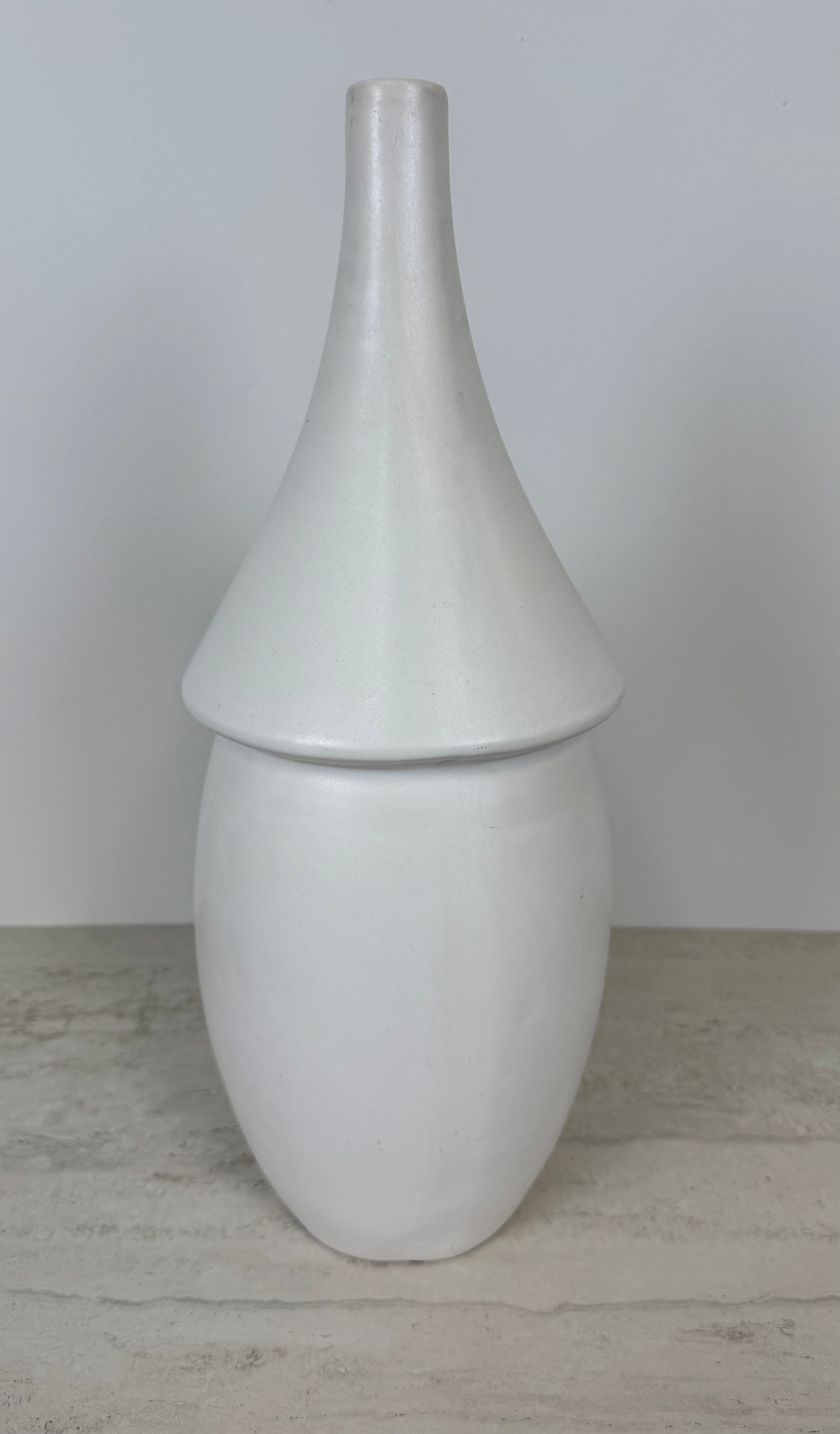 Tom Dixon Style Matte Cream Ceramic Vase