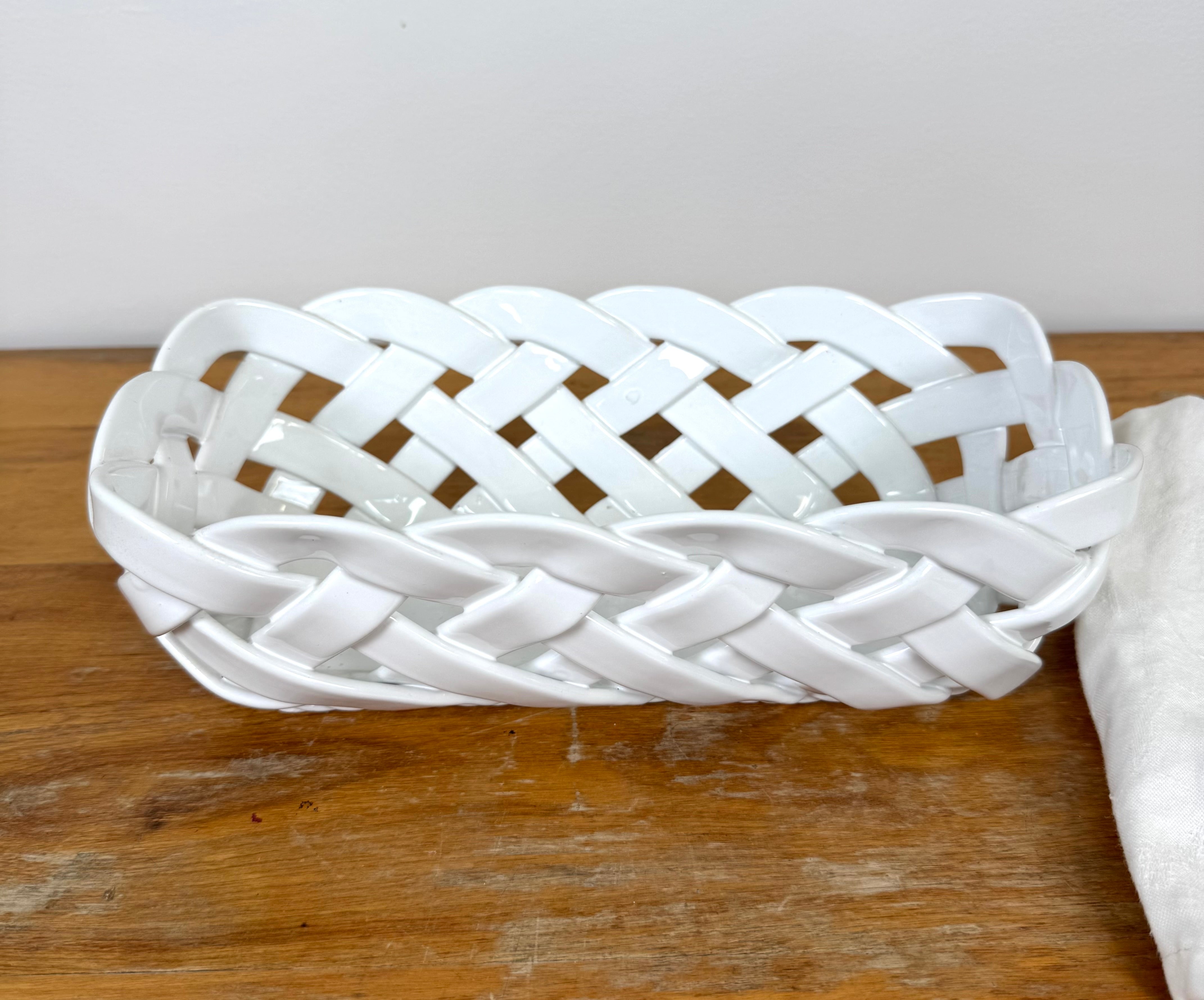 White Ceramic Woven Basket