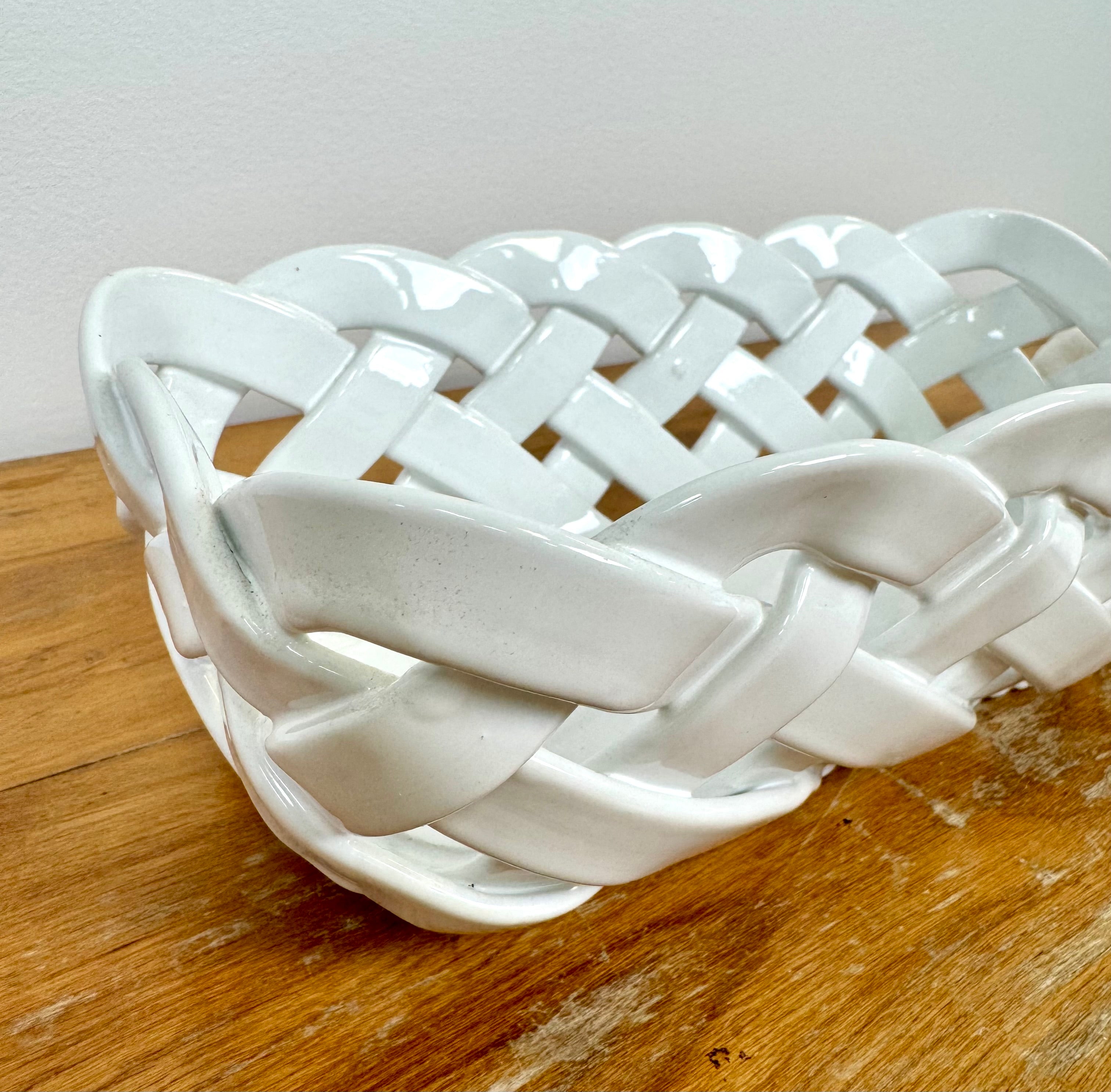 White Ceramic Woven Basket