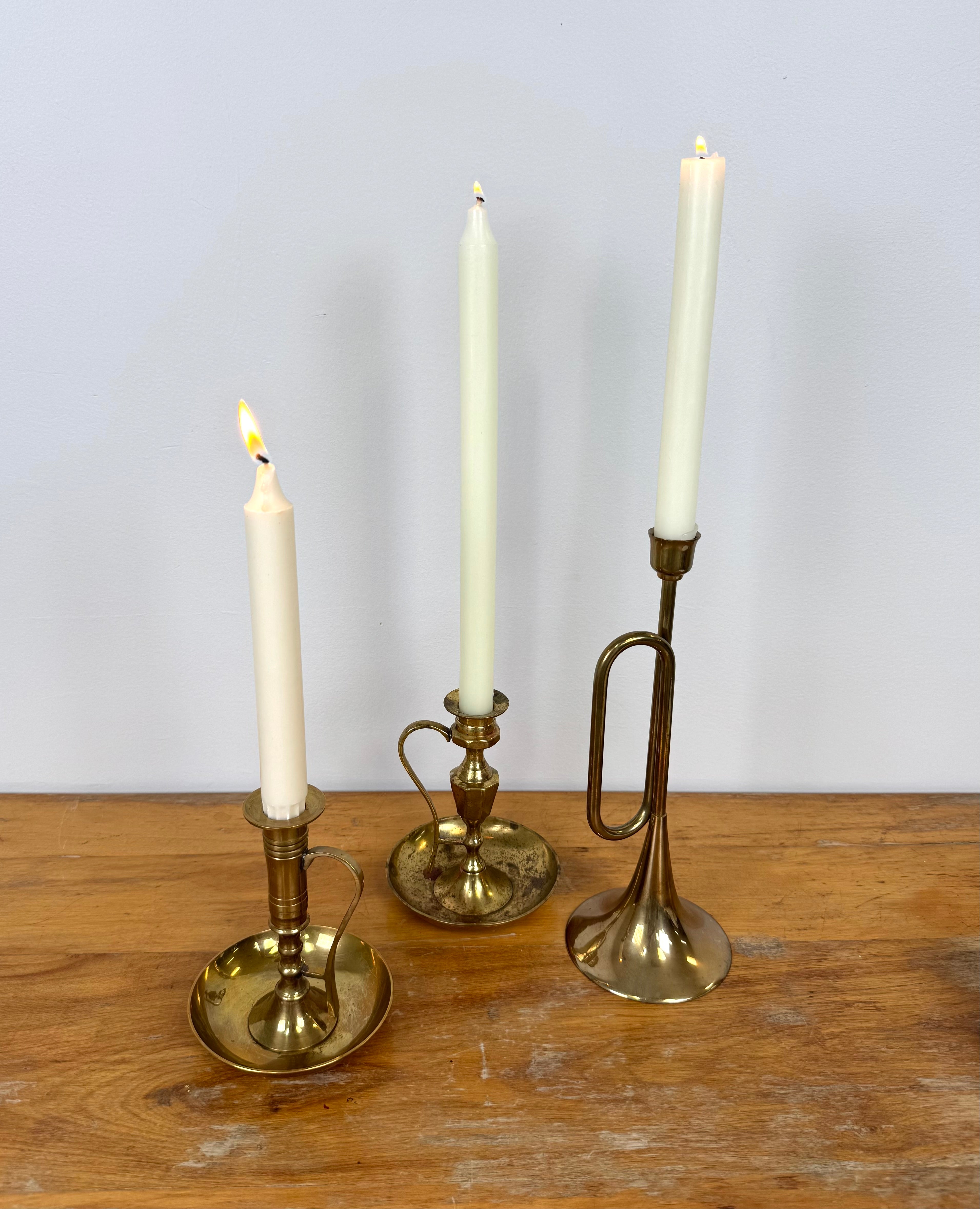 Vintage Brass Bugle Candle Holder
