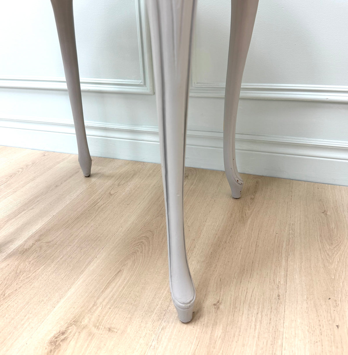 Gray Provincial Table with Pink Marble Top