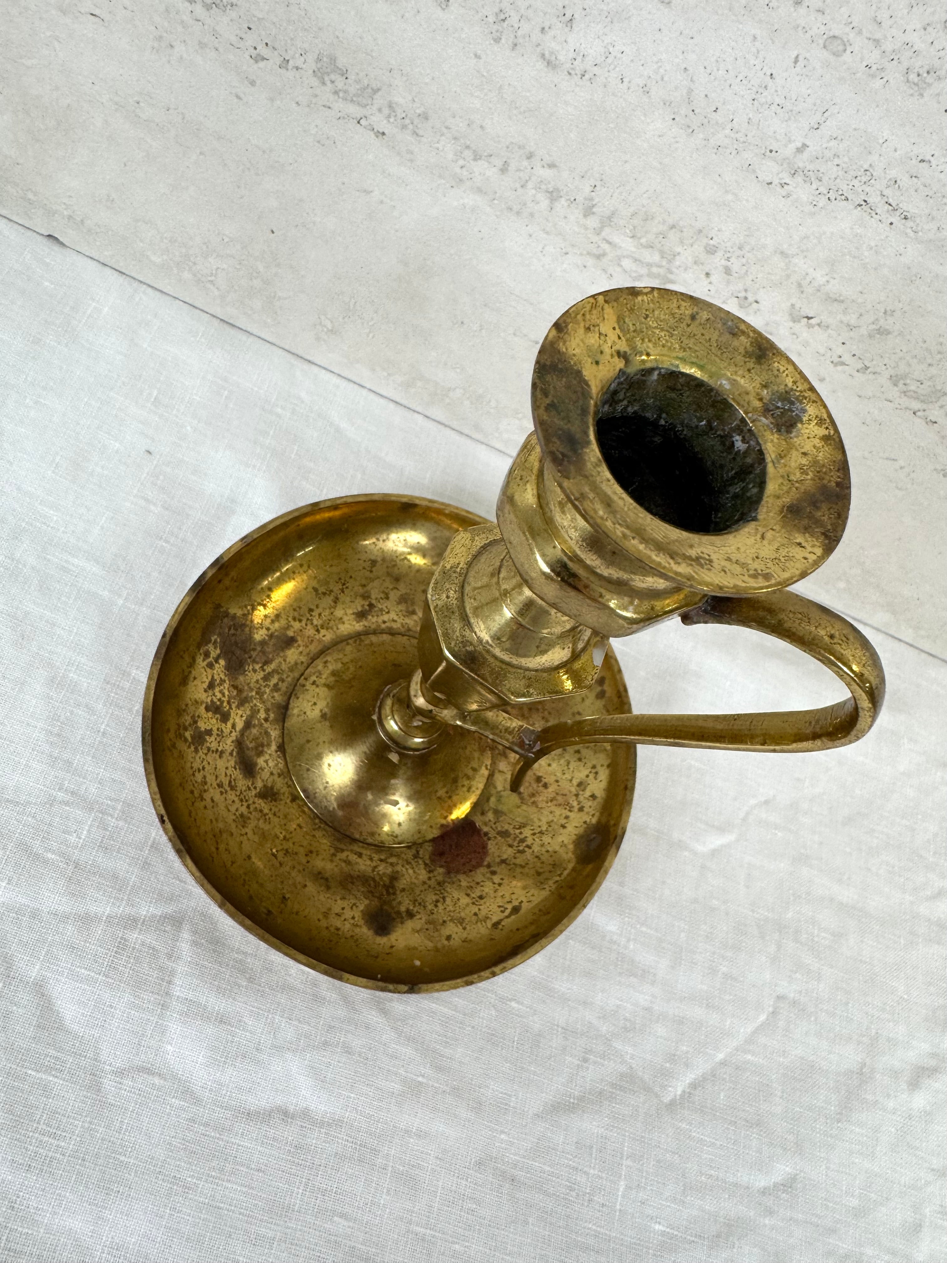 Vintage Worn Brass Chamber Candle Holder