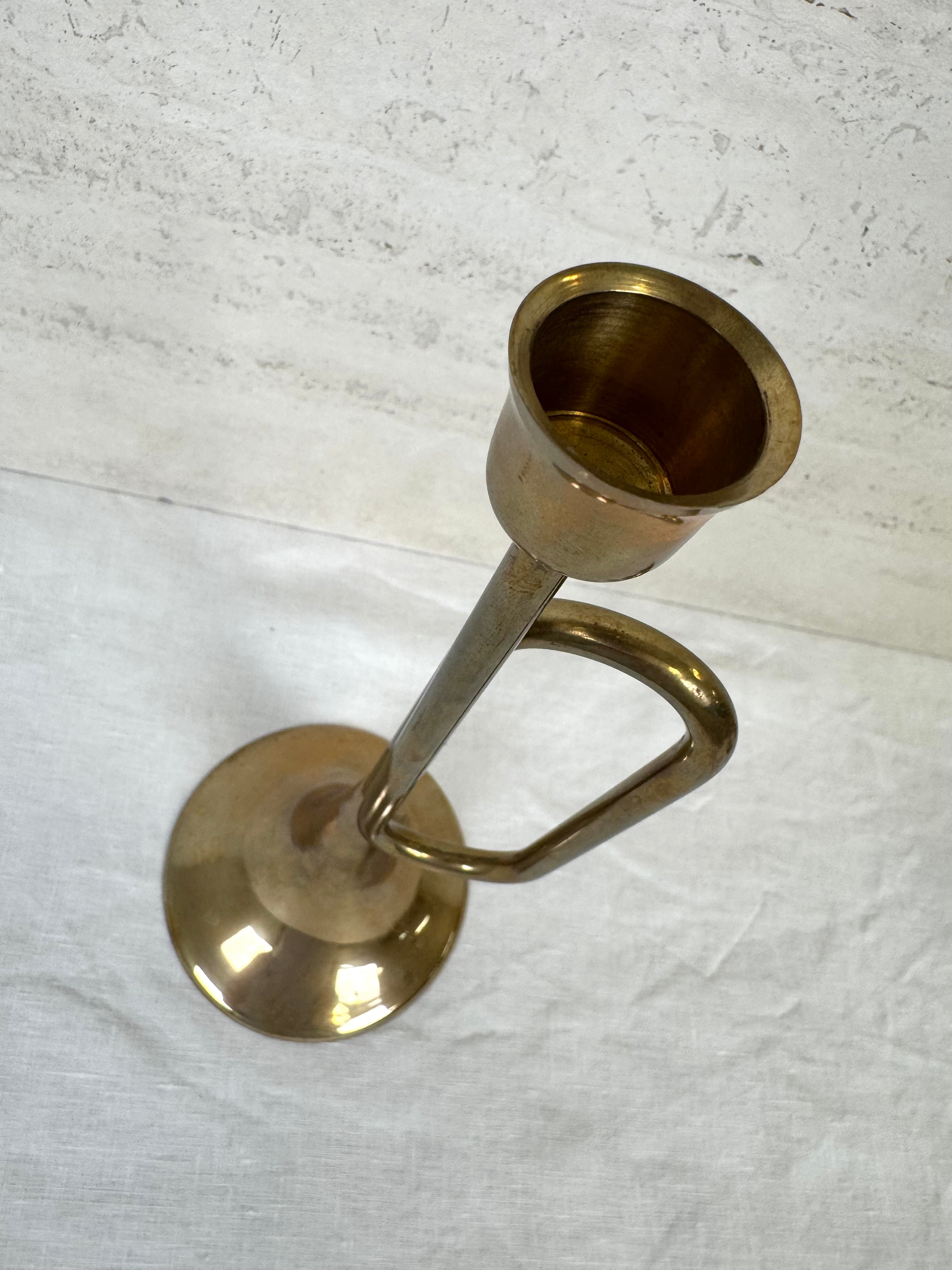 Vintage Brass Bugle Candle Holder