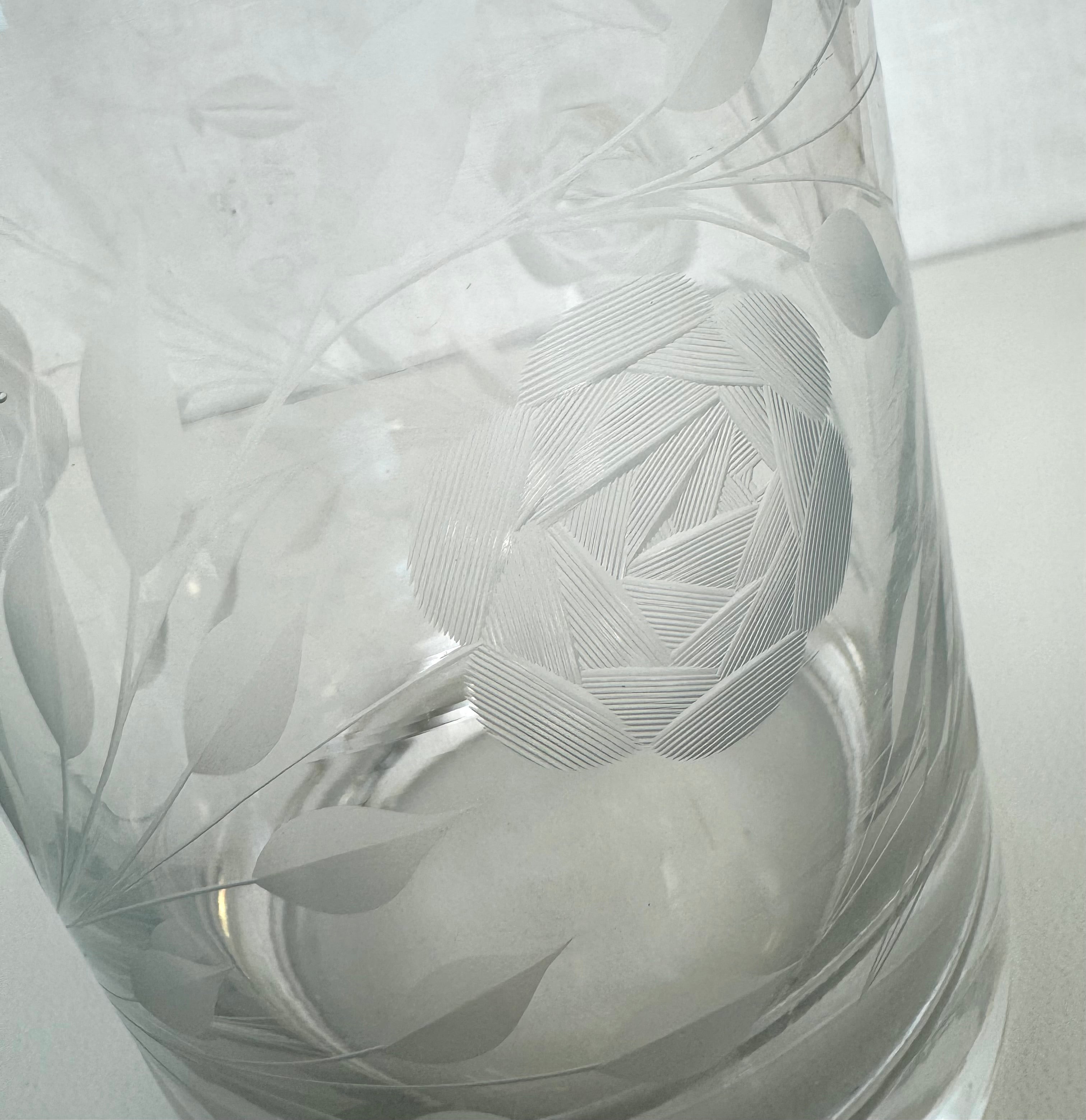 Etched Glass Carafe with Roses