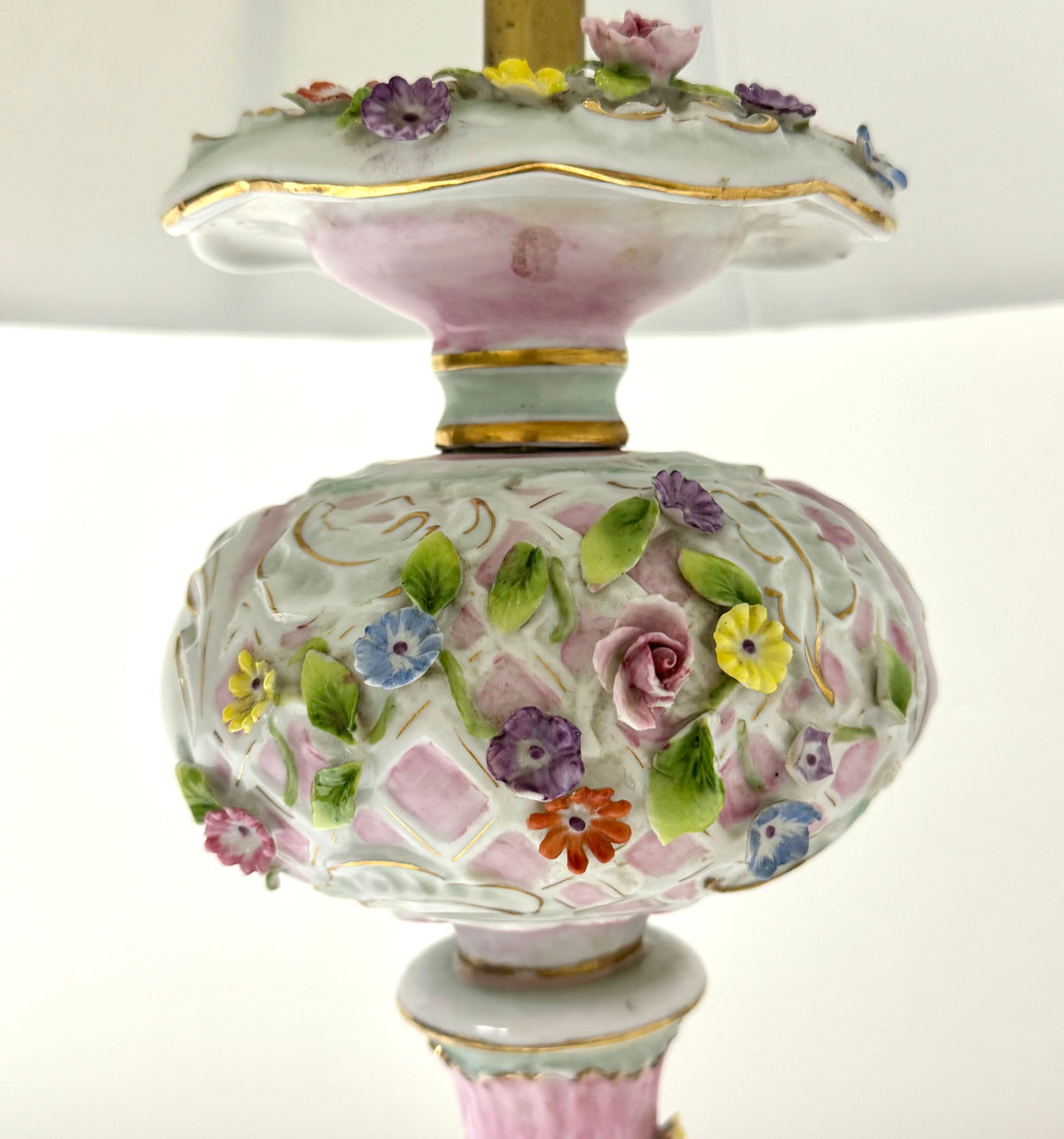Vintage Dresden Rococo Porcelain Cherub Lamp