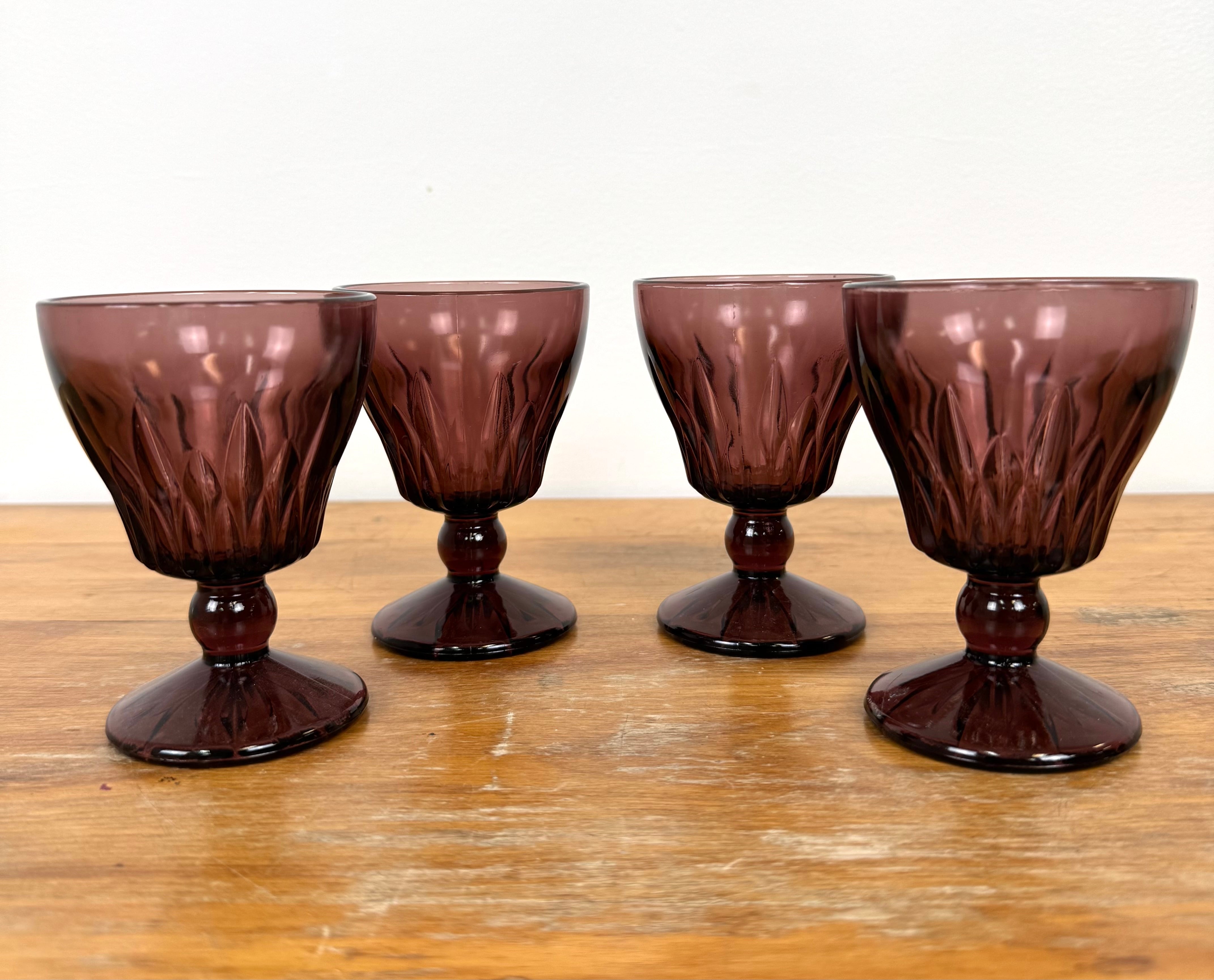 HAZEL ATLAS 'Morrocan' Amethyst Glasses Set of 4